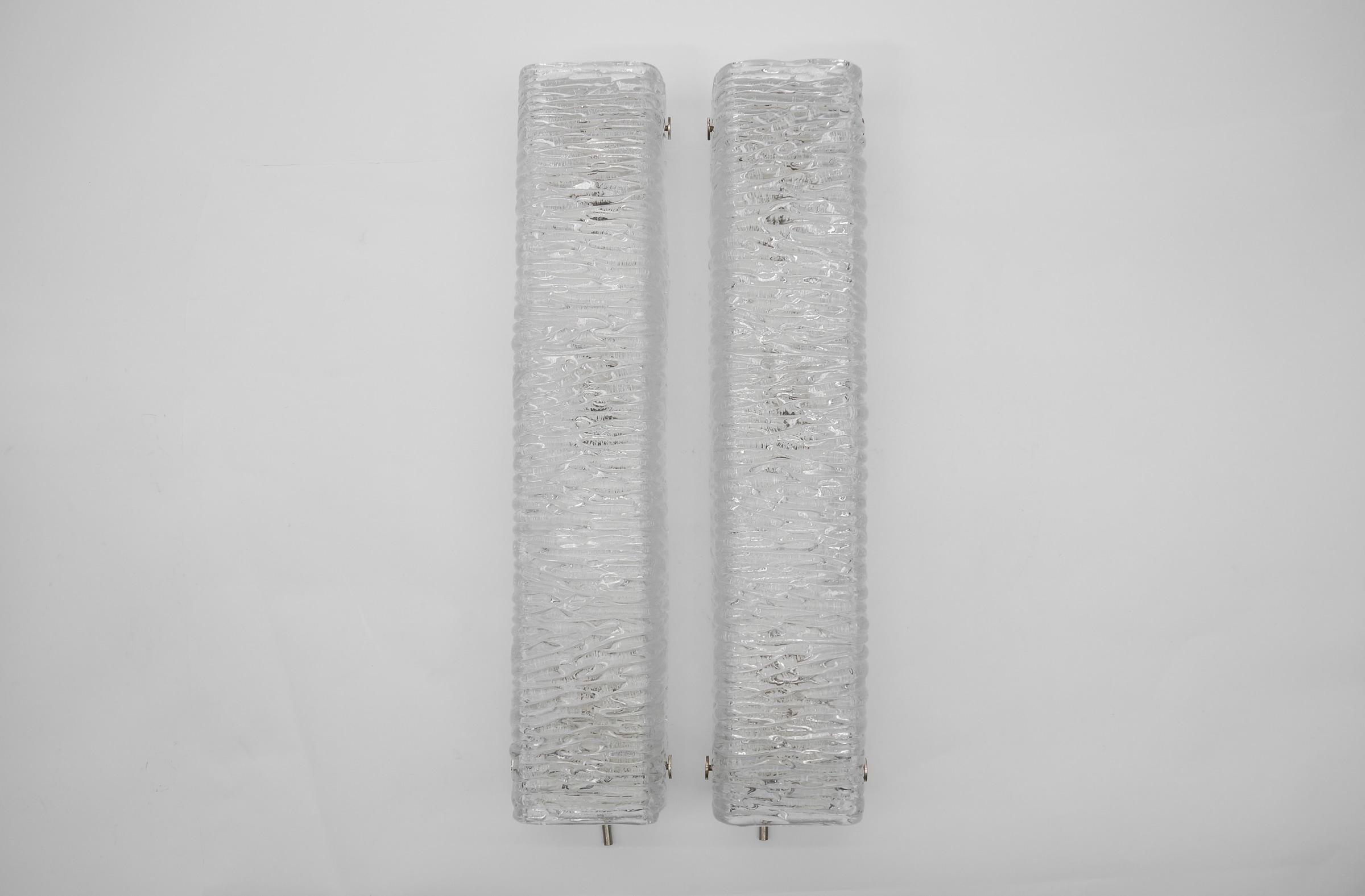 Set of 2 Huge Glass Sconces from Kaiser Leuchten, 1960s Germany In Good Condition For Sale In Nürnberg, Bayern