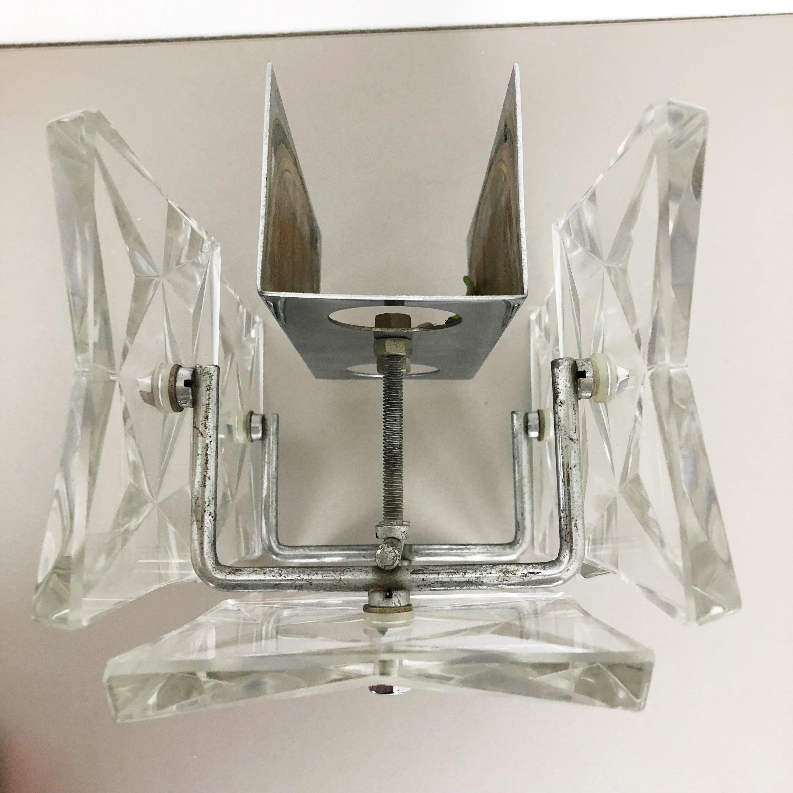 Set of 2 Huge Prismatic Crystal Glass Wall Light Sconces by Kinkeldey, Germany For Sale 4