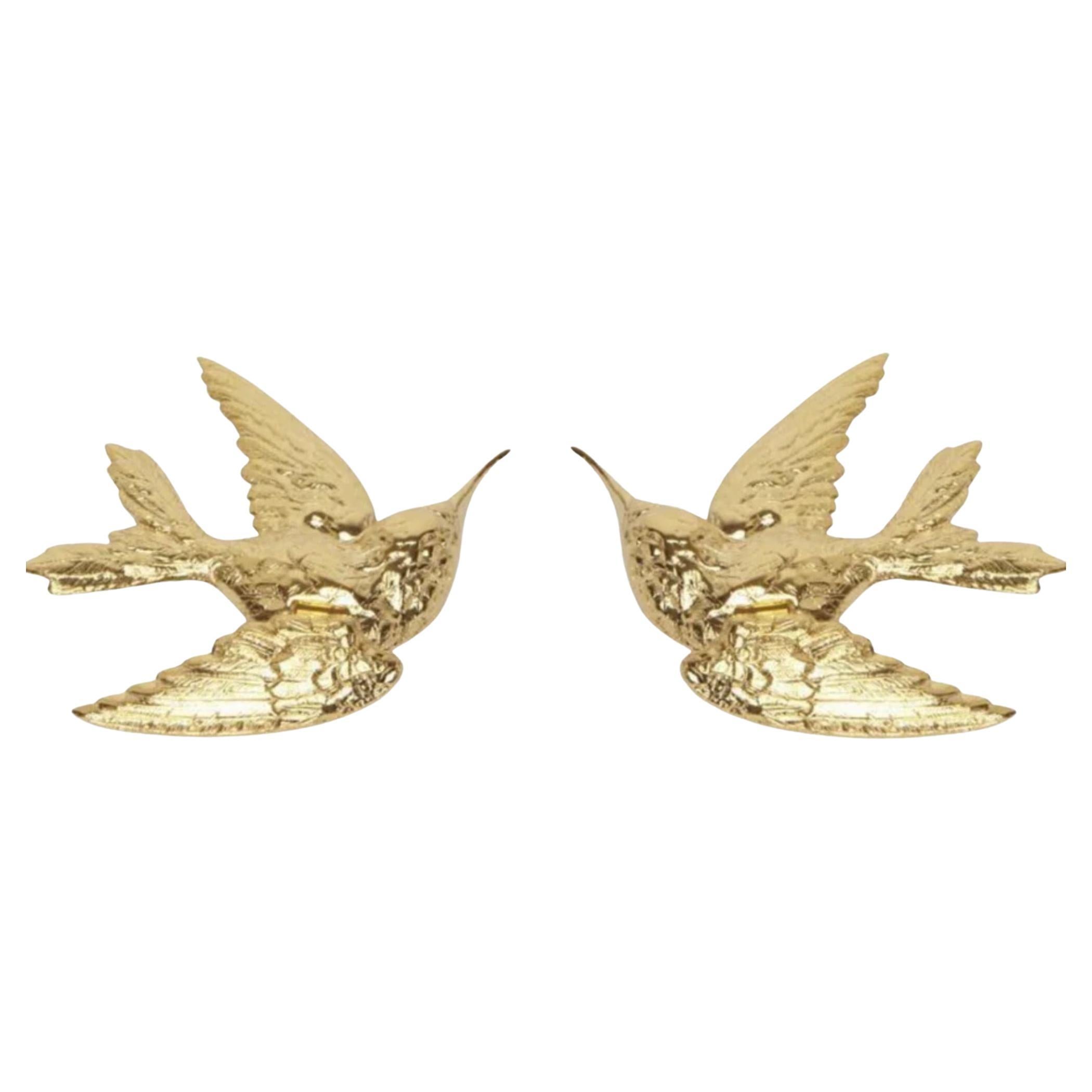 Set of 2 Hummingbird Ring with Moving Wing in 24K Gold