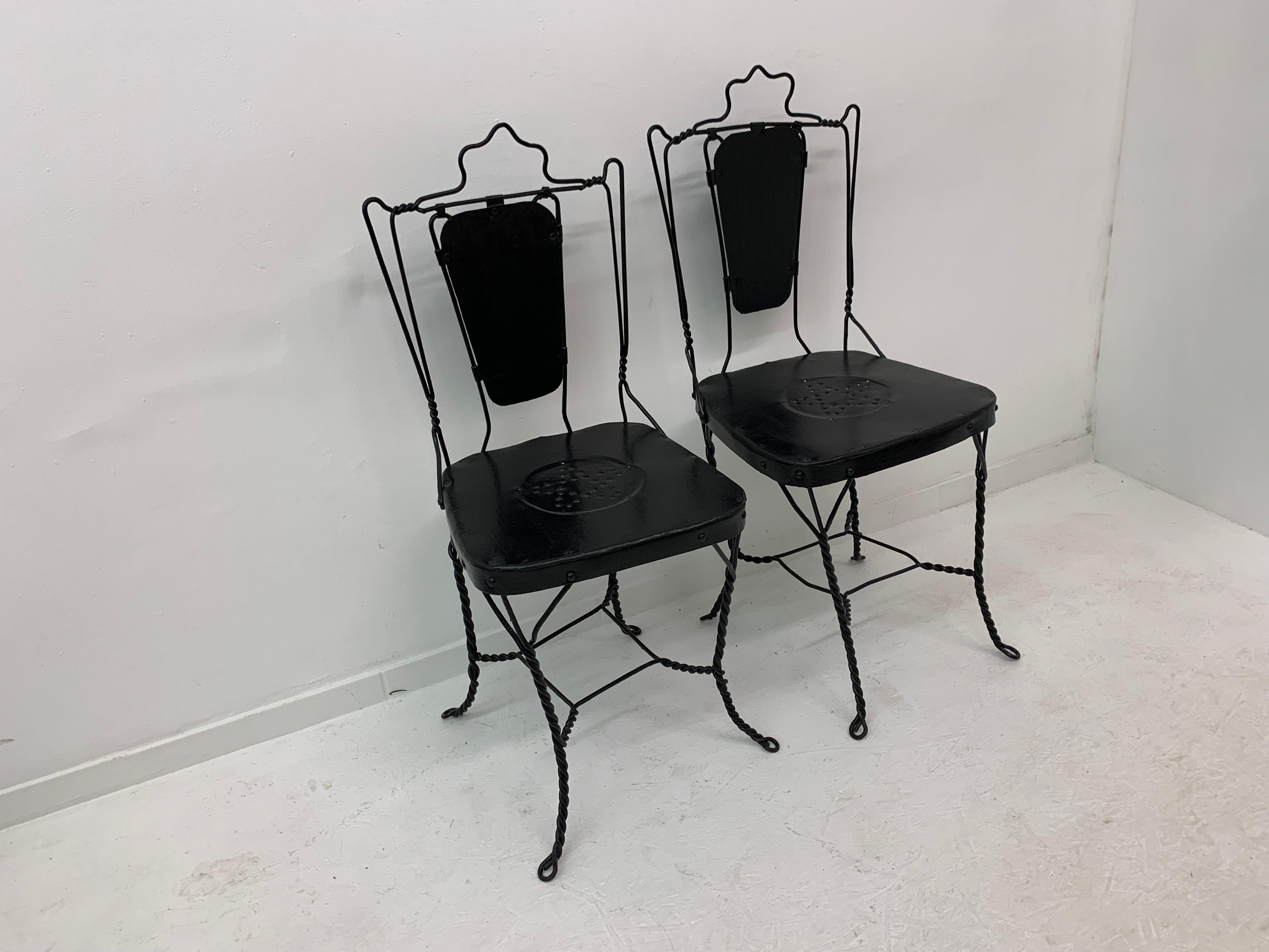 Set of 2 Ice Cream Parlor Chairs, 1950s In Distressed Condition In Delft, NL
