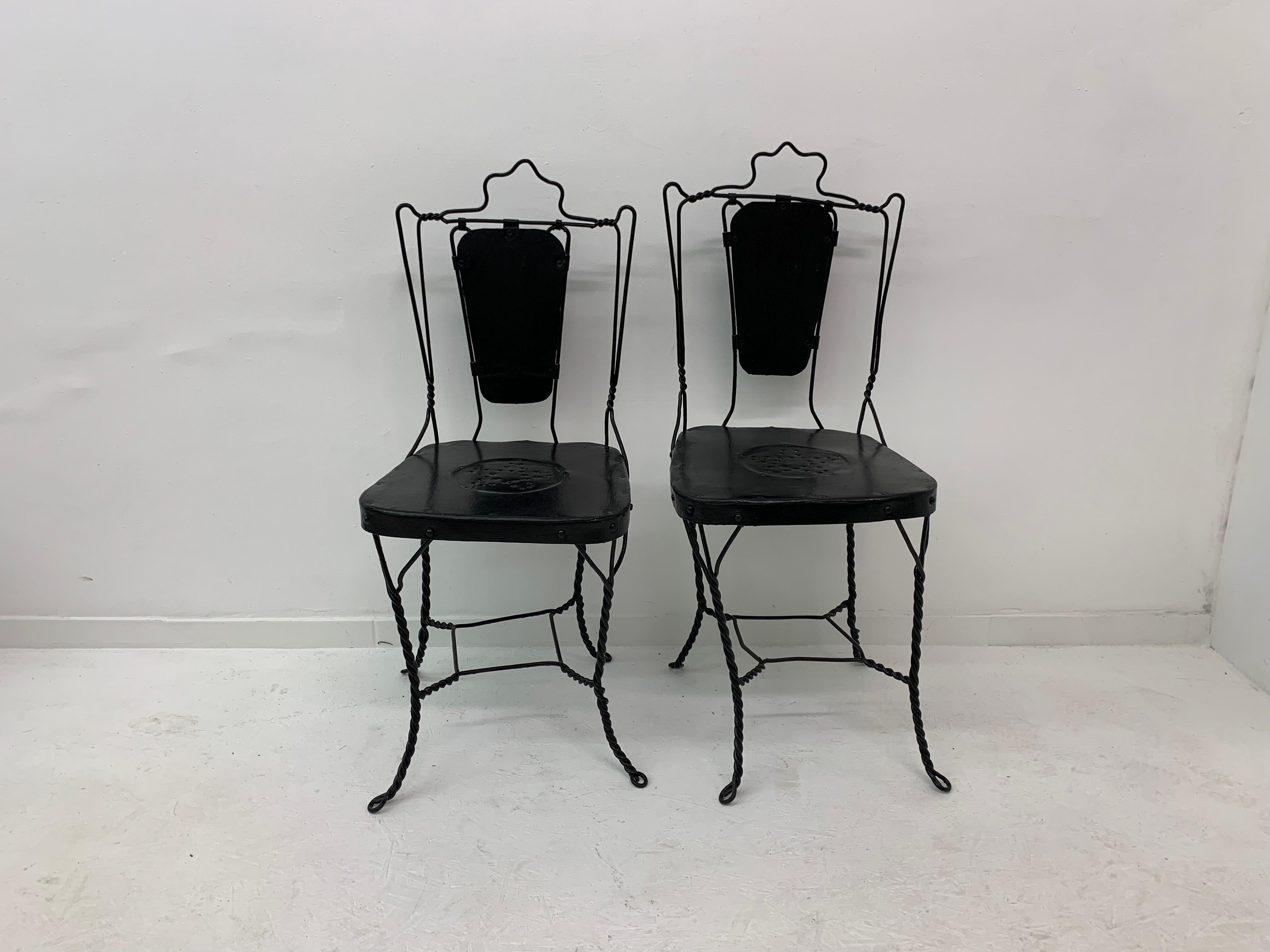 Metal Set of 2 Ice Cream Parlor Chairs, 1950s