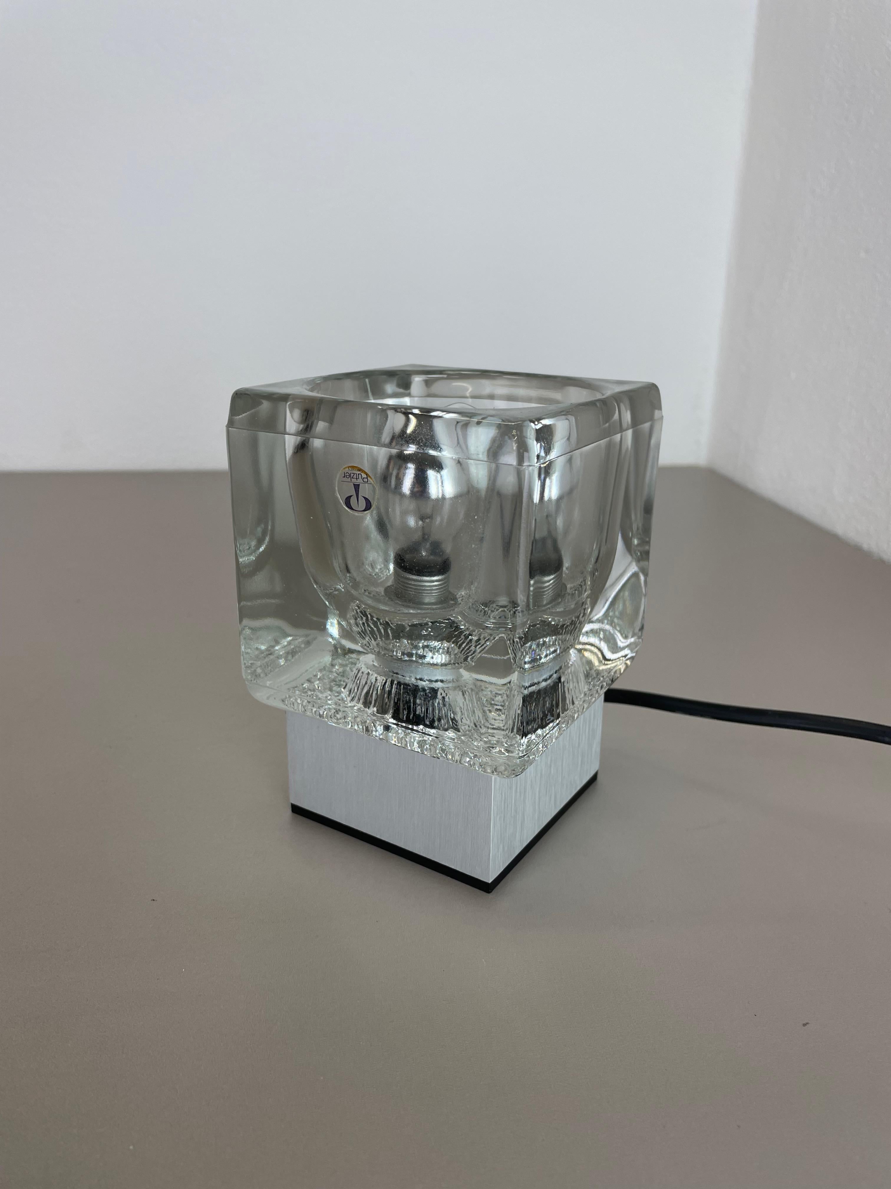 Set of 2 Ice Cube Glass Table Lights by Peill & Putzler, Germany, 1970s For Sale 5