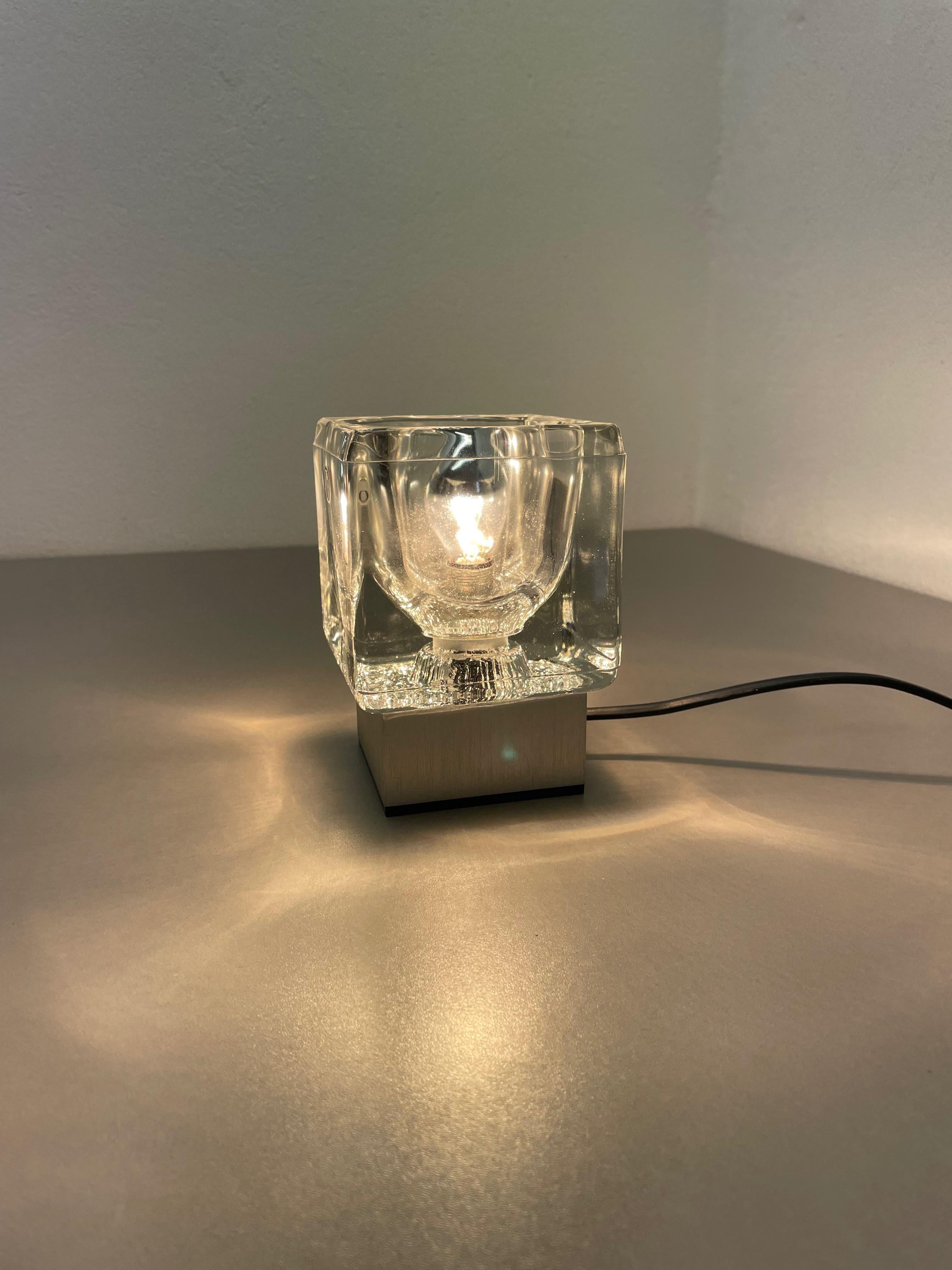 Set of 2 Ice Cube Glass Table Lights by Peill & Putzler, Germany, 1970s For Sale 9