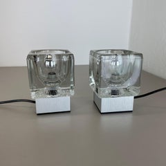 Set of 2 Ice Cube Glass Table Lights by Peill & Putzler, Germany, 1970s