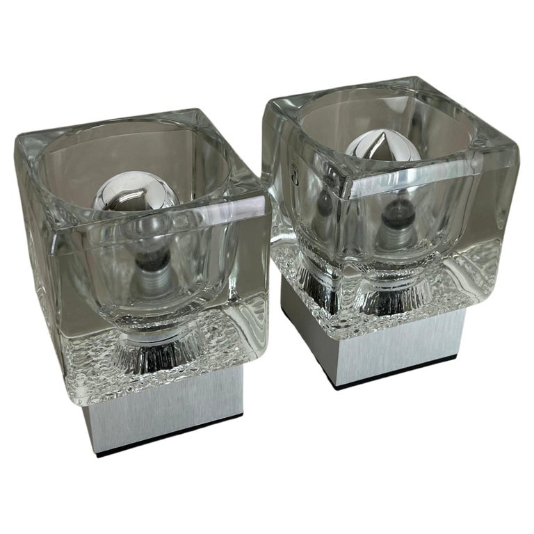 Set of 2 Ice Cube Glass Table Lights by Peill and Putzler, Germany, 1970s For Sale at 1stDibs