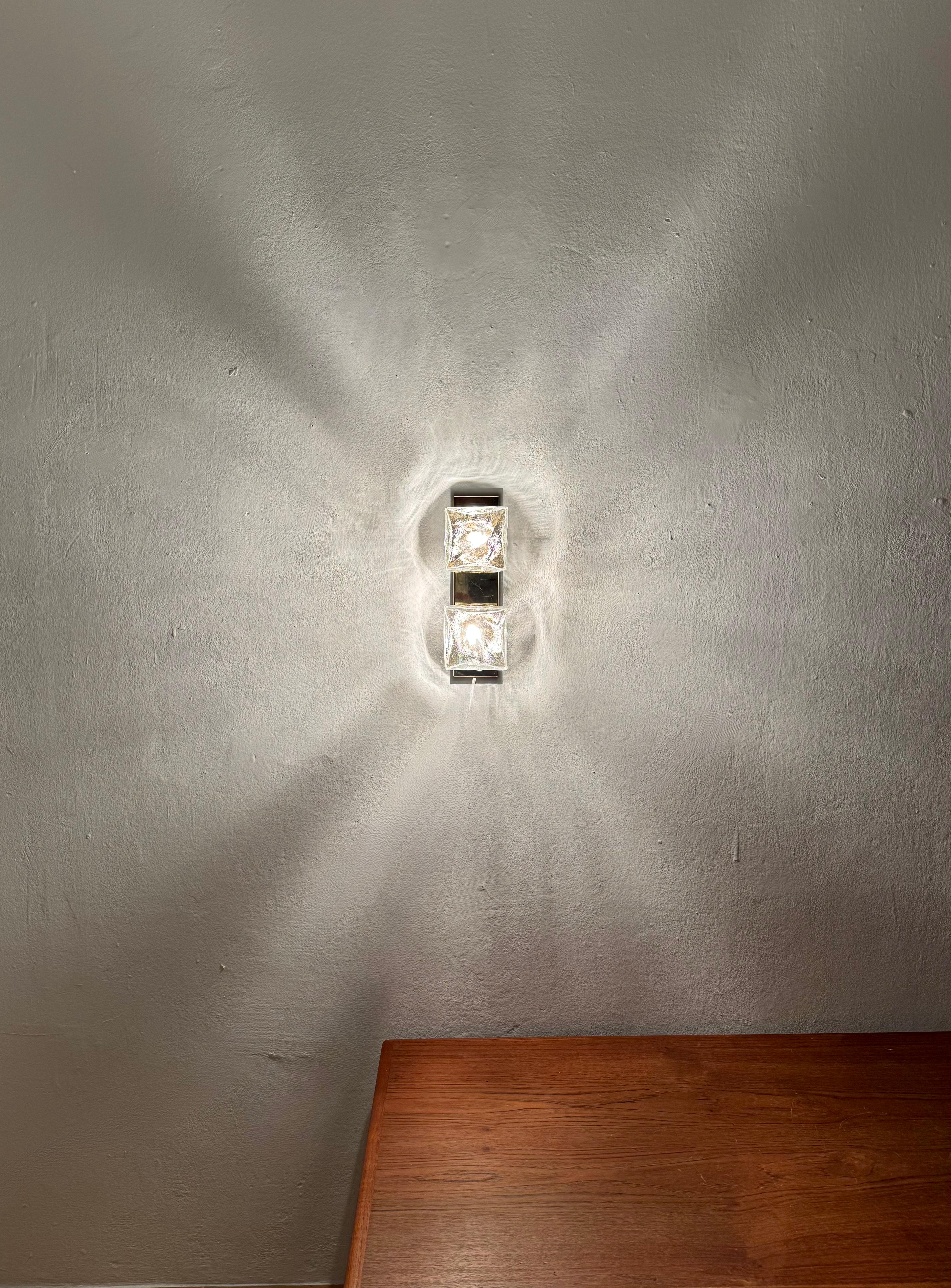 Set of 2 Ice Cube Wall Lamps or Flush Lights by J.T. Kalmar For Sale 3