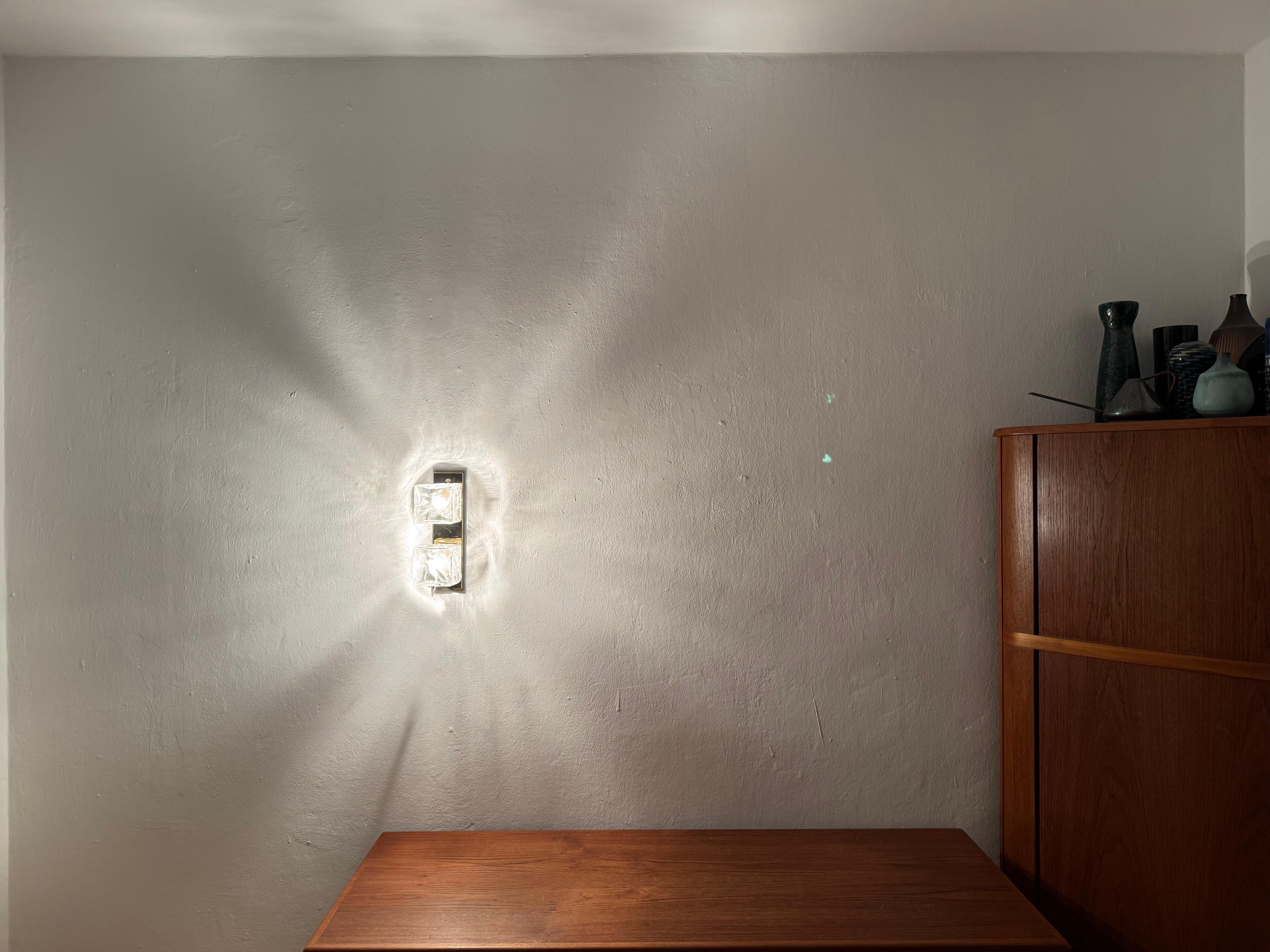 Set of 2 Ice Cube Wall Lamps or Flush Lights by J.T. Kalmar For Sale 4