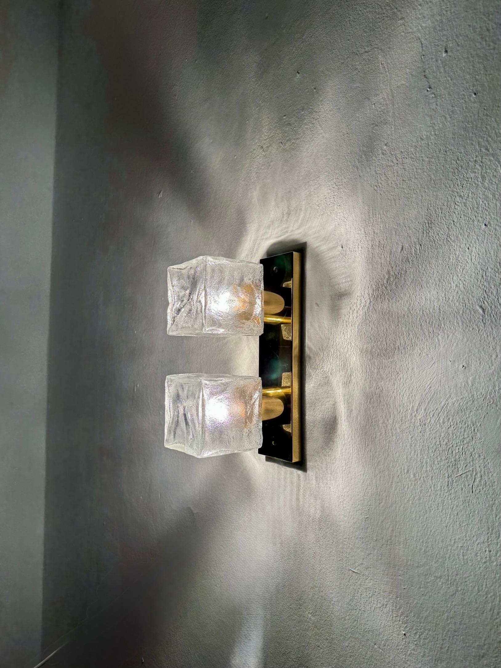 Set of 2 Ice Cube Wall Lamps or Flush Lights by J.T. Kalmar For Sale 5