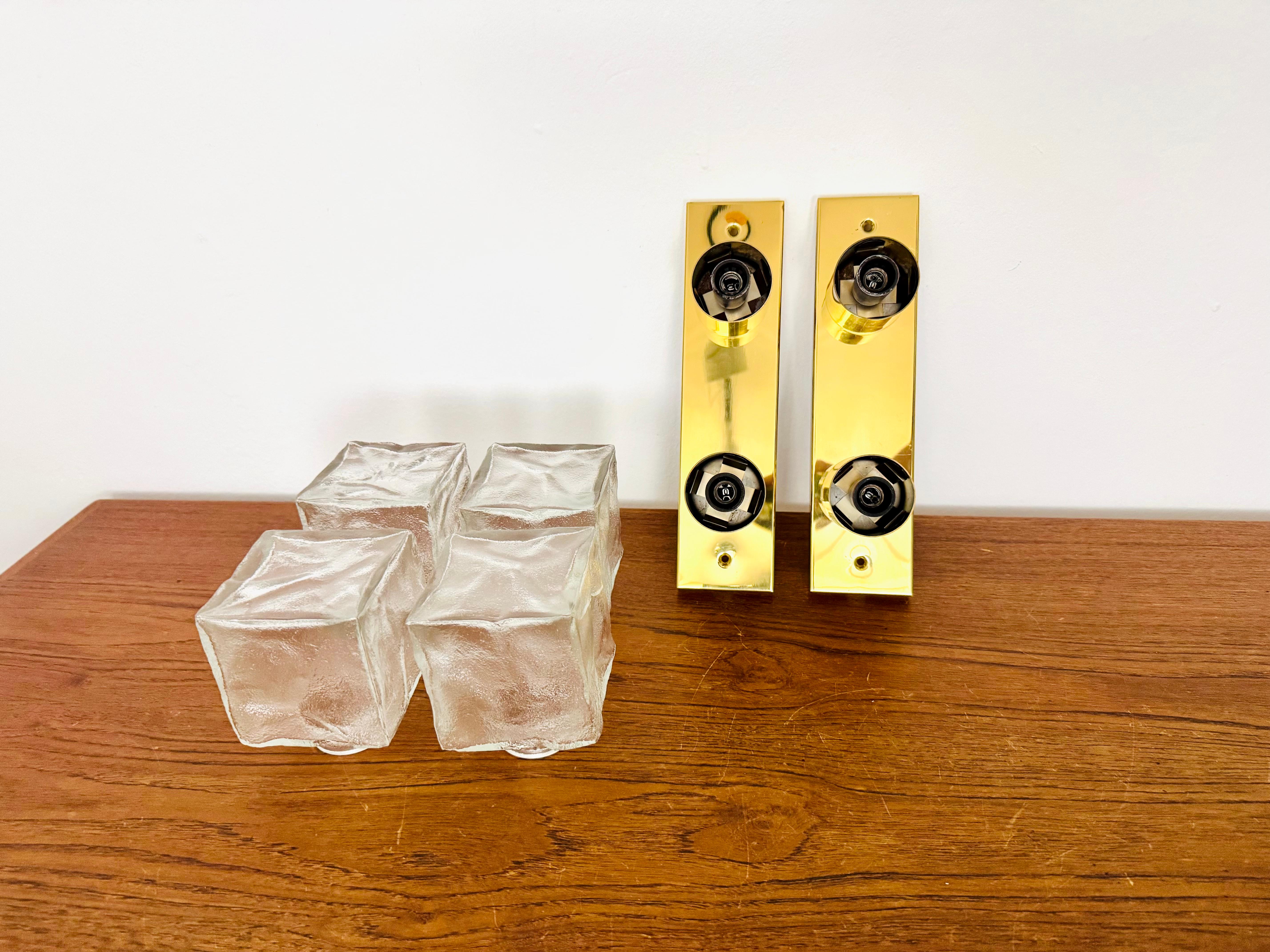Set of 2 Ice Cube Wall Lamps or Flush Lights by J.T. Kalmar For Sale 7