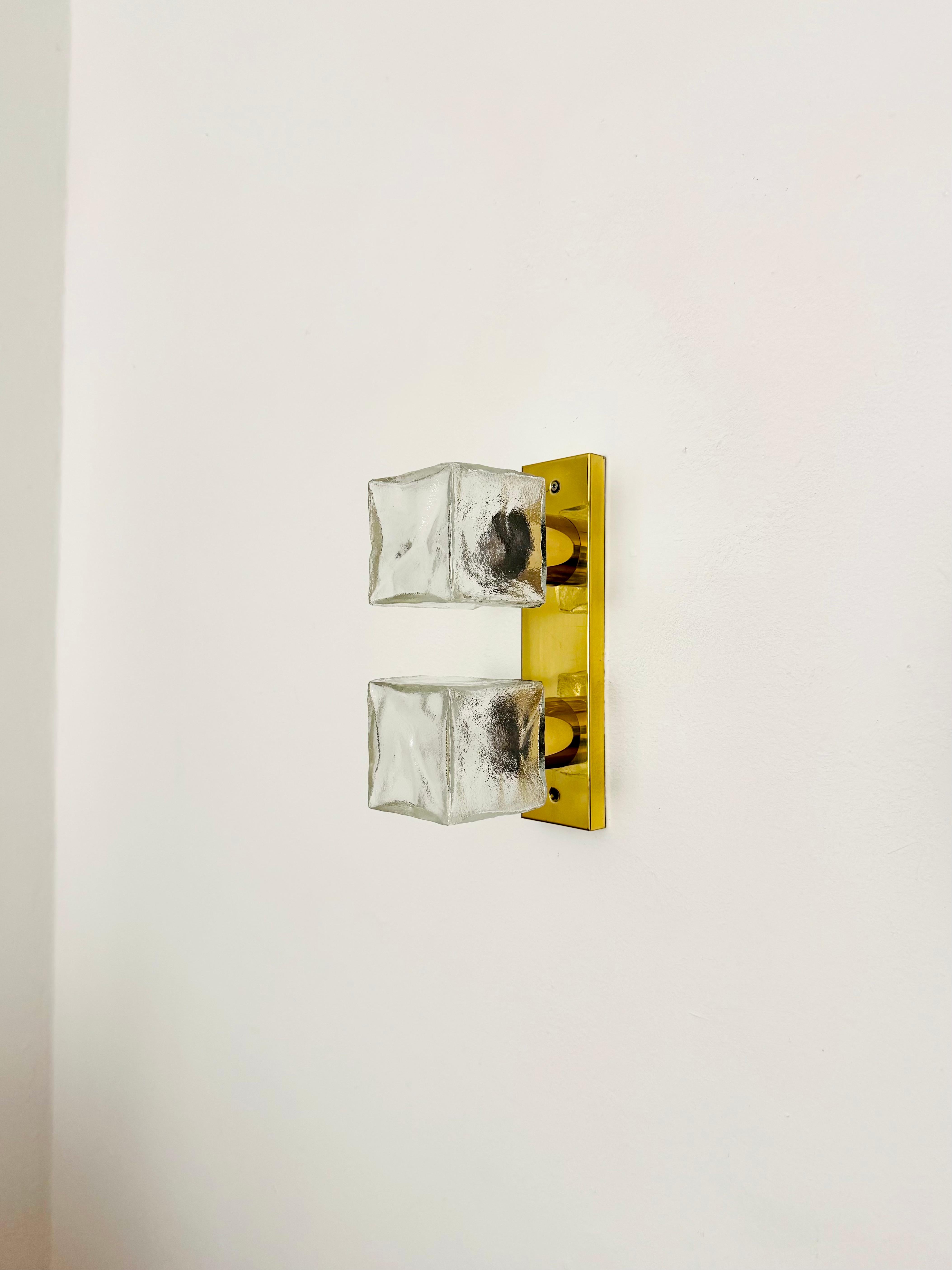 Mid-Century Modern Set of 2 Ice Cube Wall Lamps or Flush Lights by J.T. Kalmar For Sale