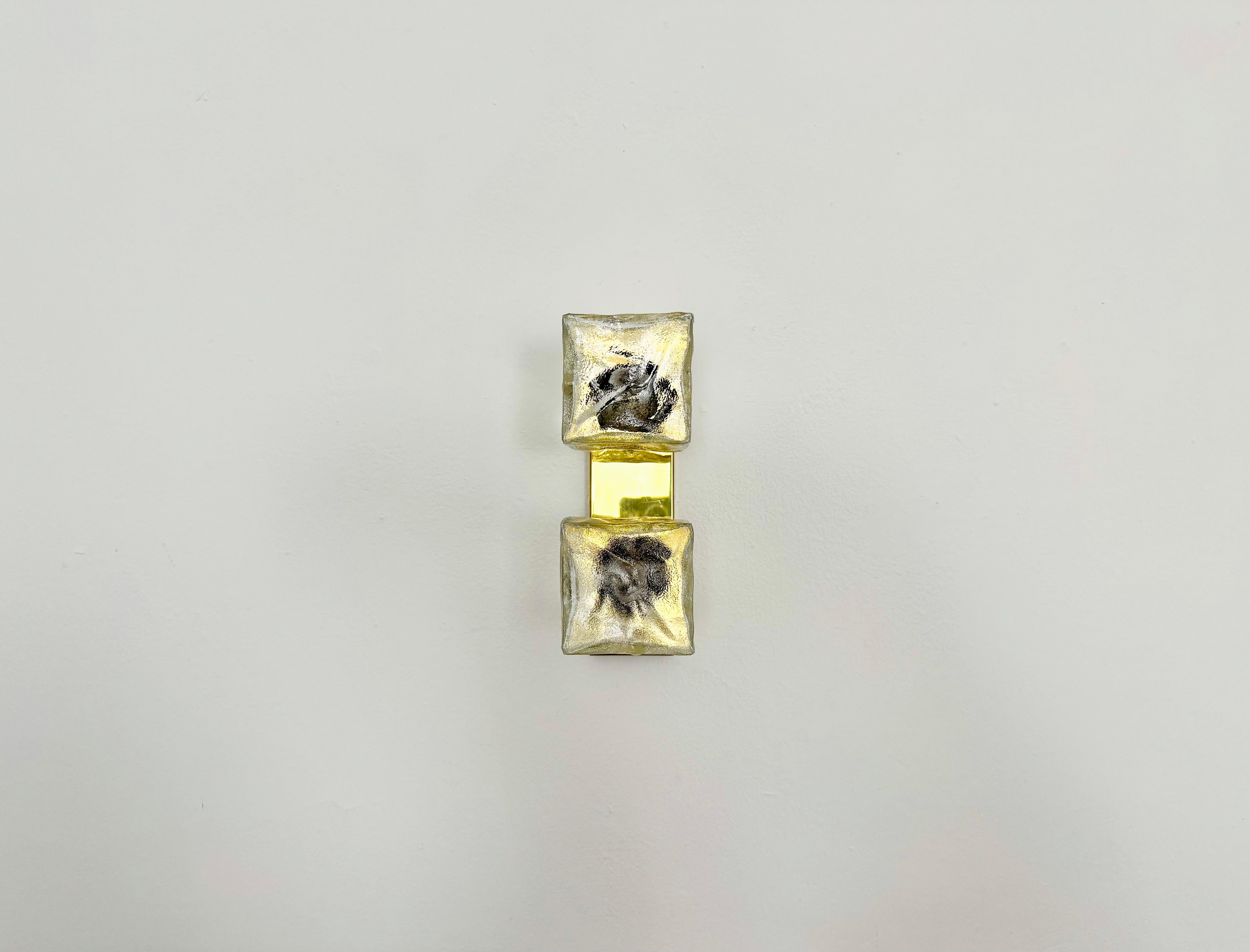 Austrian Set of 2 Ice Cube Wall Lamps or Flush Lights by J.T. Kalmar For Sale