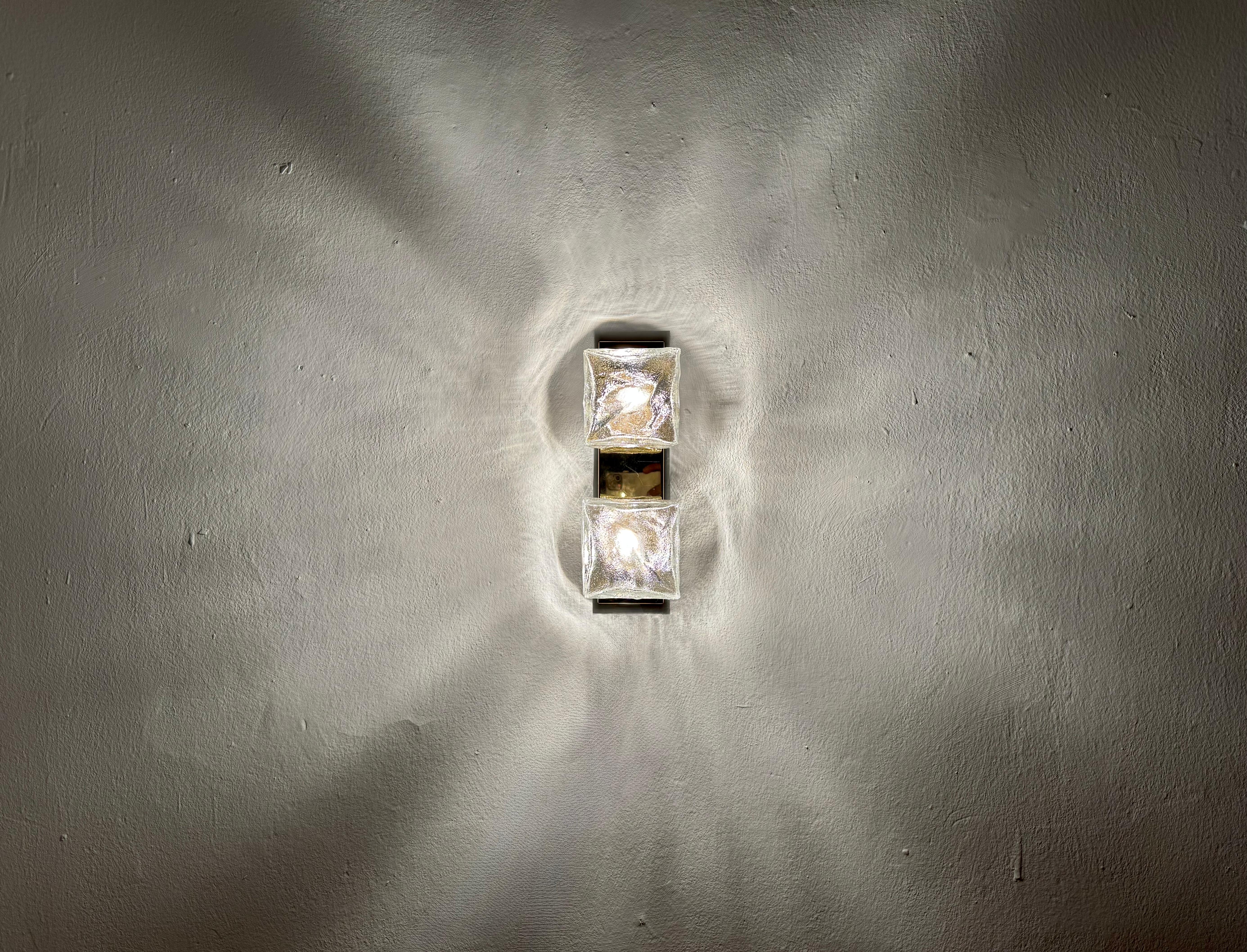Set of 2 Ice Cube Wall Lamps or Flush Lights by J.T. Kalmar For Sale 2