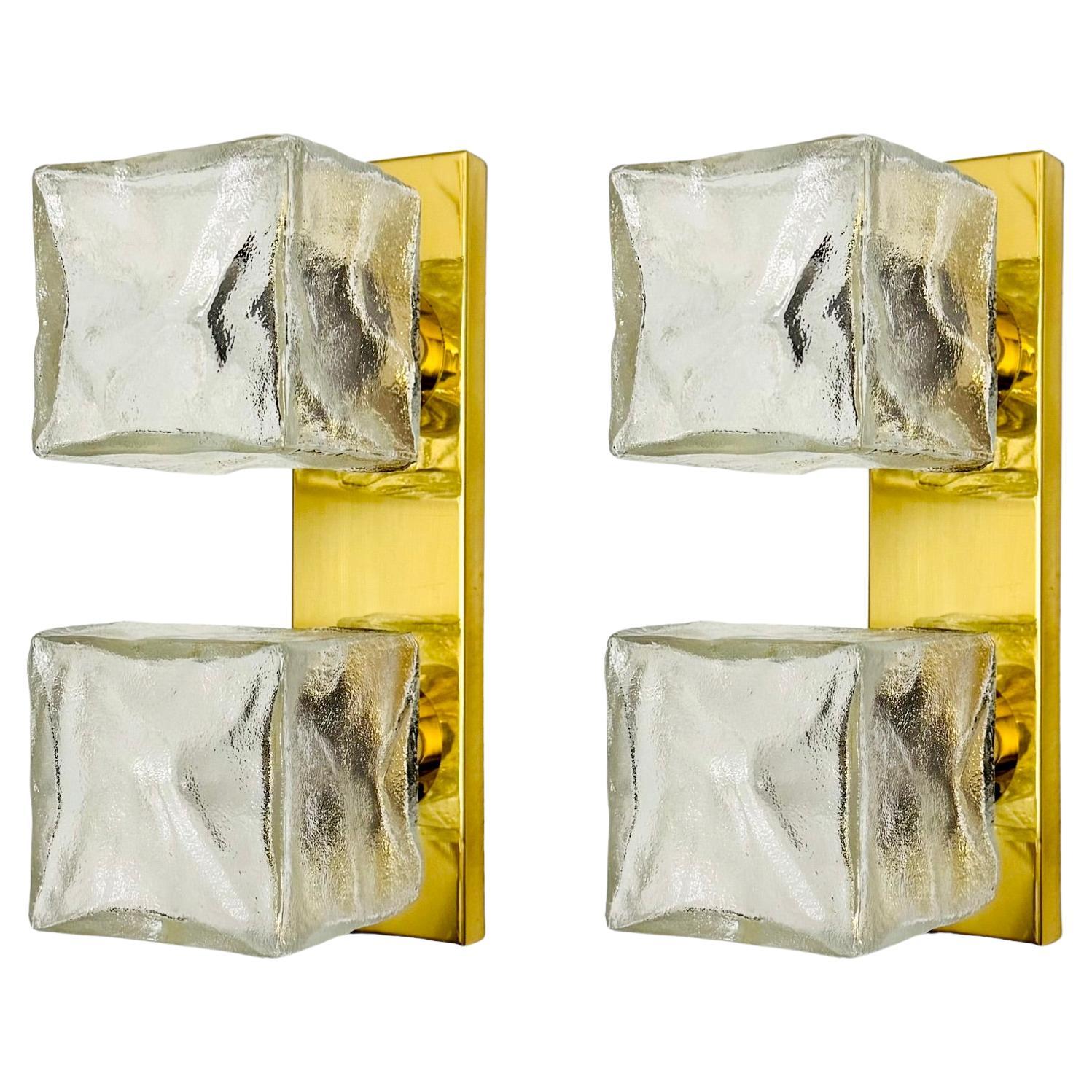 Set of 2 Ice Cube Wall Lamps or Flush Lights by J.T. Kalmar