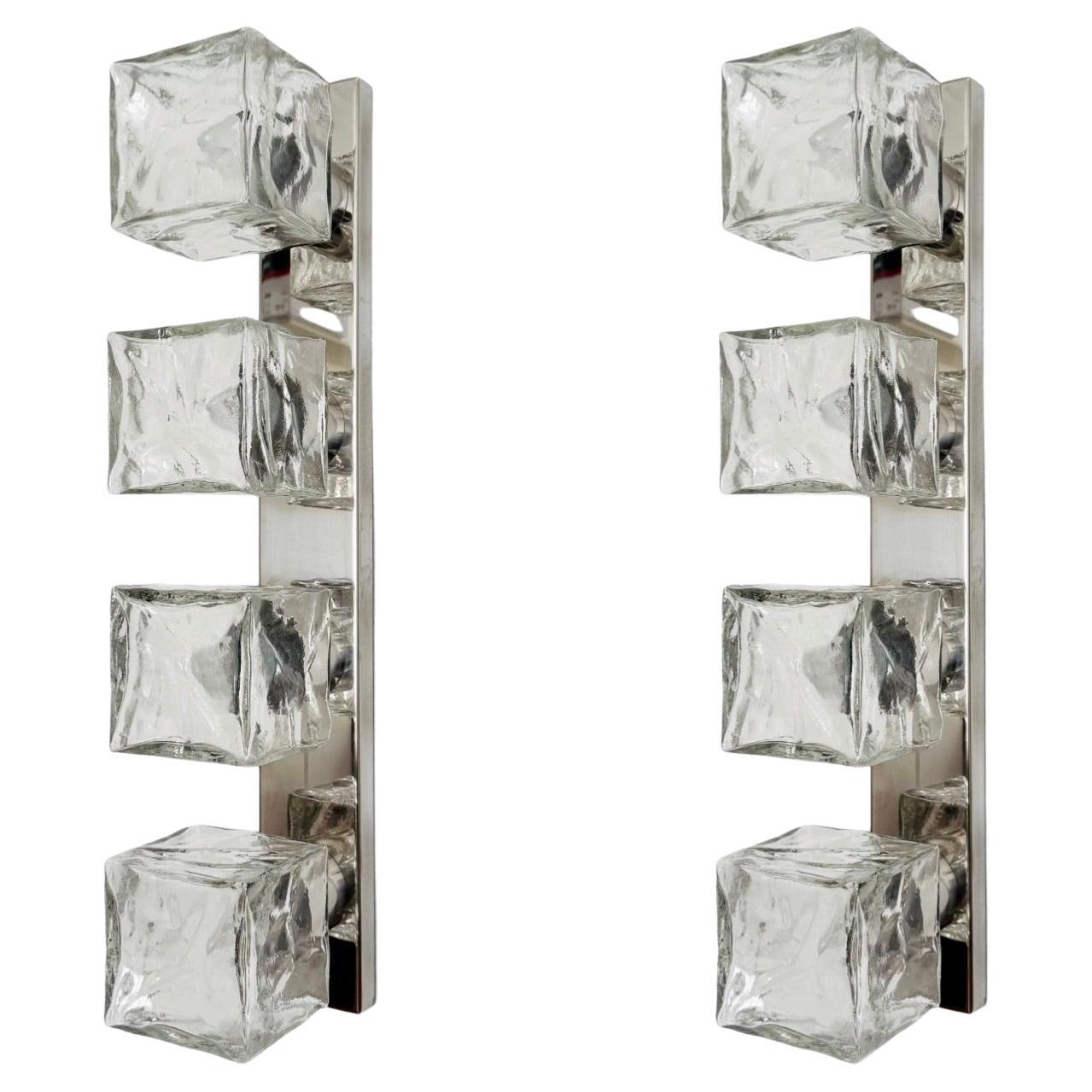 Juego de 2 lámparas de pared o lámparas empotradas Ice Cube de J.T. Kalmar en venta