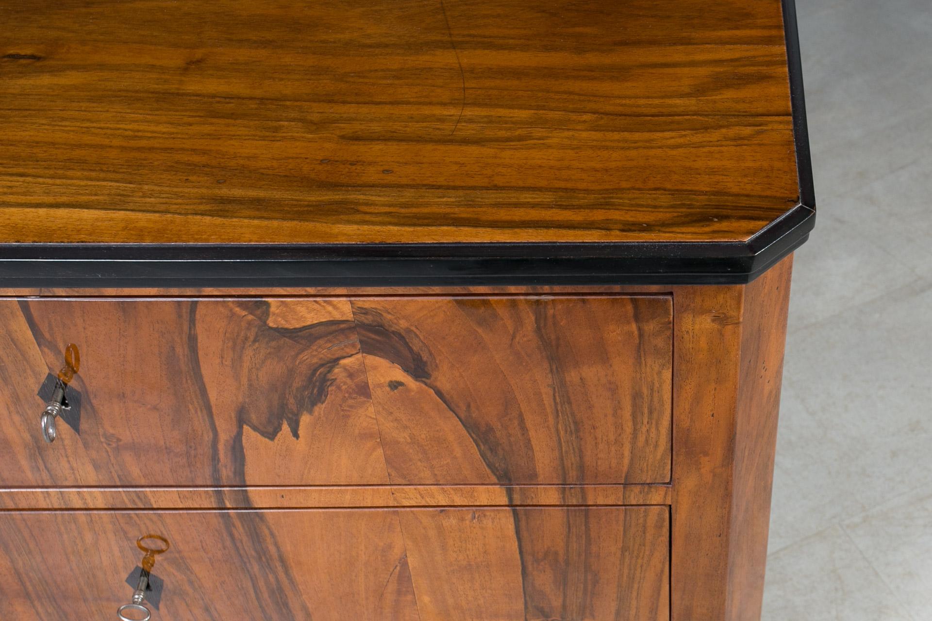 Set of 2 Identical Biedermeier Chests of Drawers, Germany, 19th Century, Walnut For Sale 10