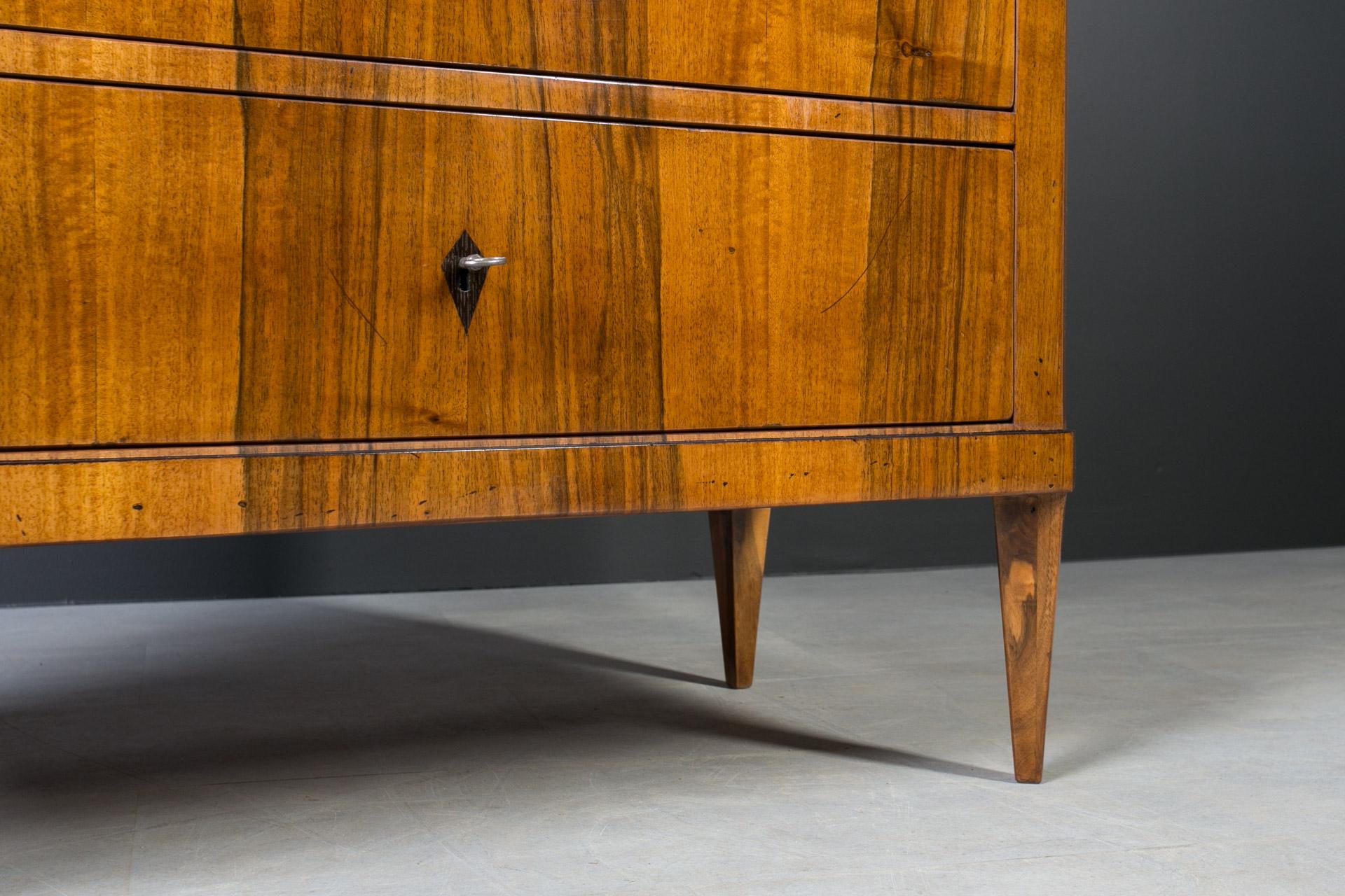 Set of 2 Identical Biedermeier Chests of Drawers, Germany, 19th Century, Walnut For Sale 11