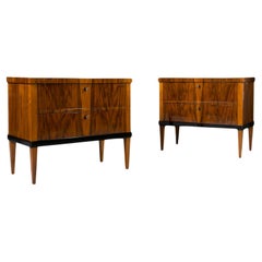 Set of 2 Identical Biedermeier Chests of Drawers, Germany, 19th Century, Walnut