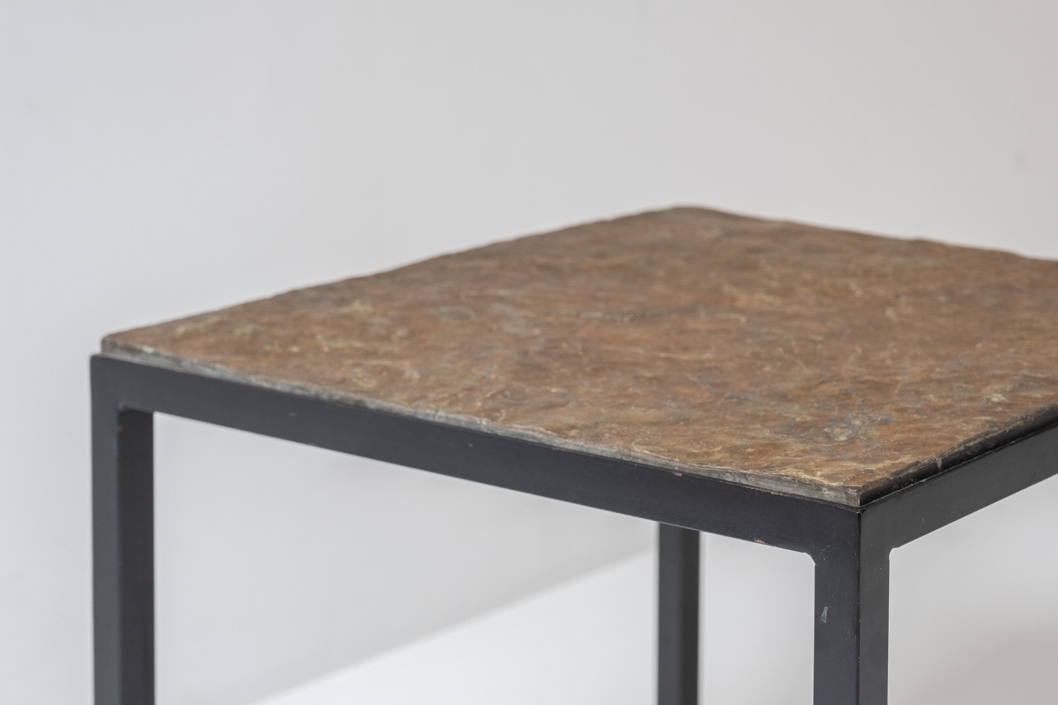 Mid-20th Century Set of 2 identical square slate stone coffee table from the 1950’s. For Sale