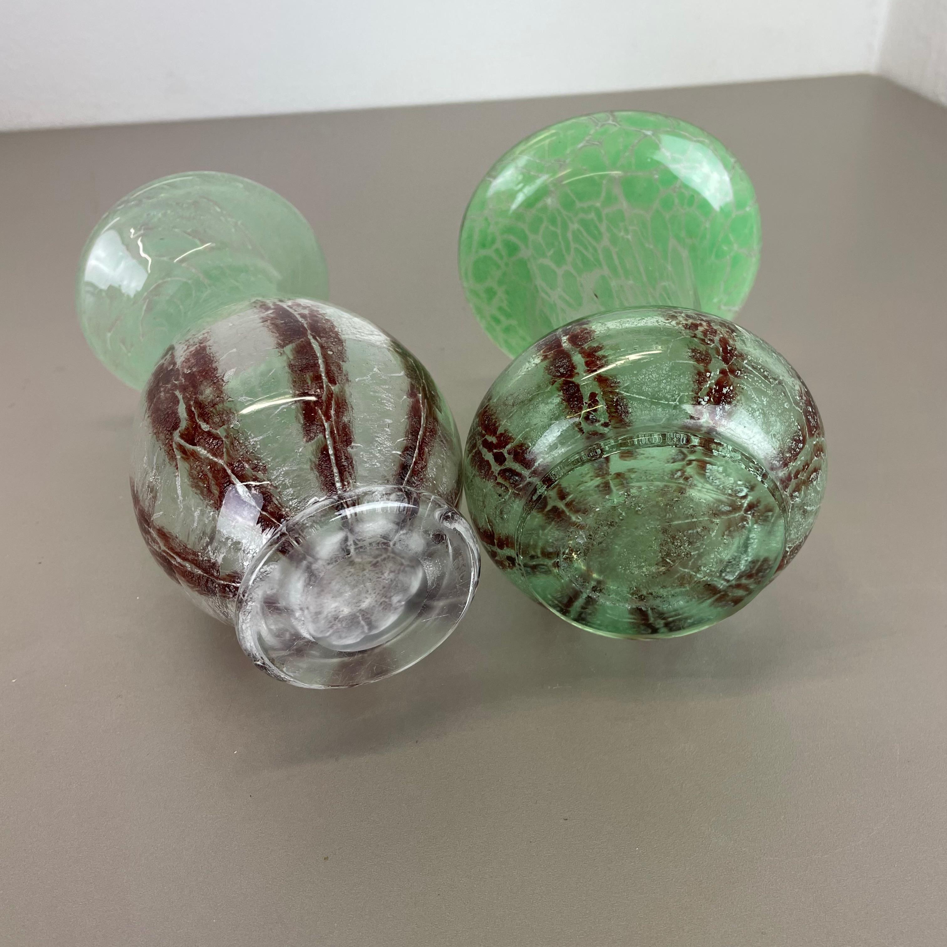 Set of 2 Ikora Glass Vases by Karl Wiedmann for WMF Germany, 1930s Bauhaus For Sale 8