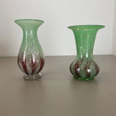Set of 2 Ikora Glass Vases by Karl Wiedmann for WMF Germany, 1930s Bauhaus