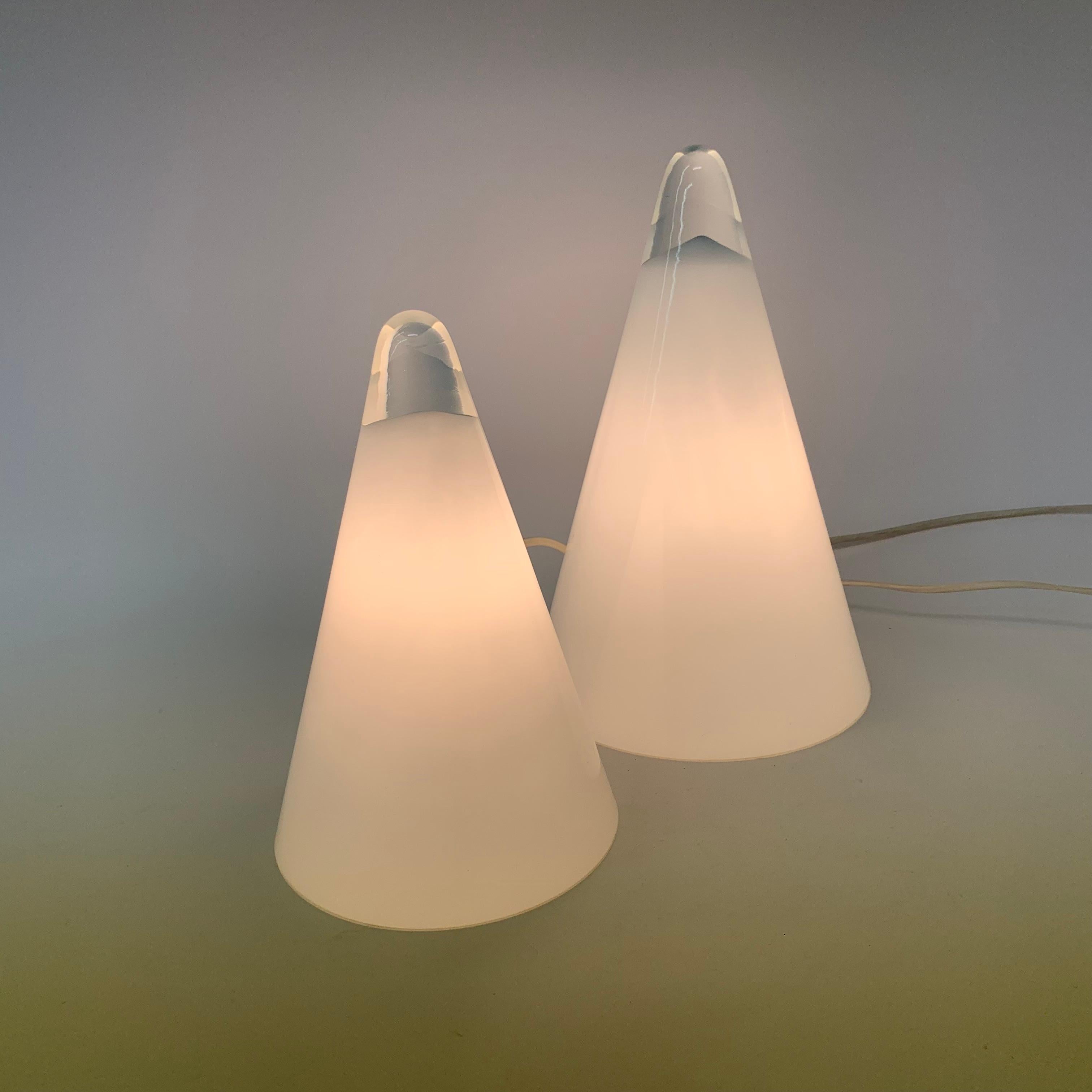 Set of 2 Ilu Glass Table Lamps, 1970's For Sale 8
