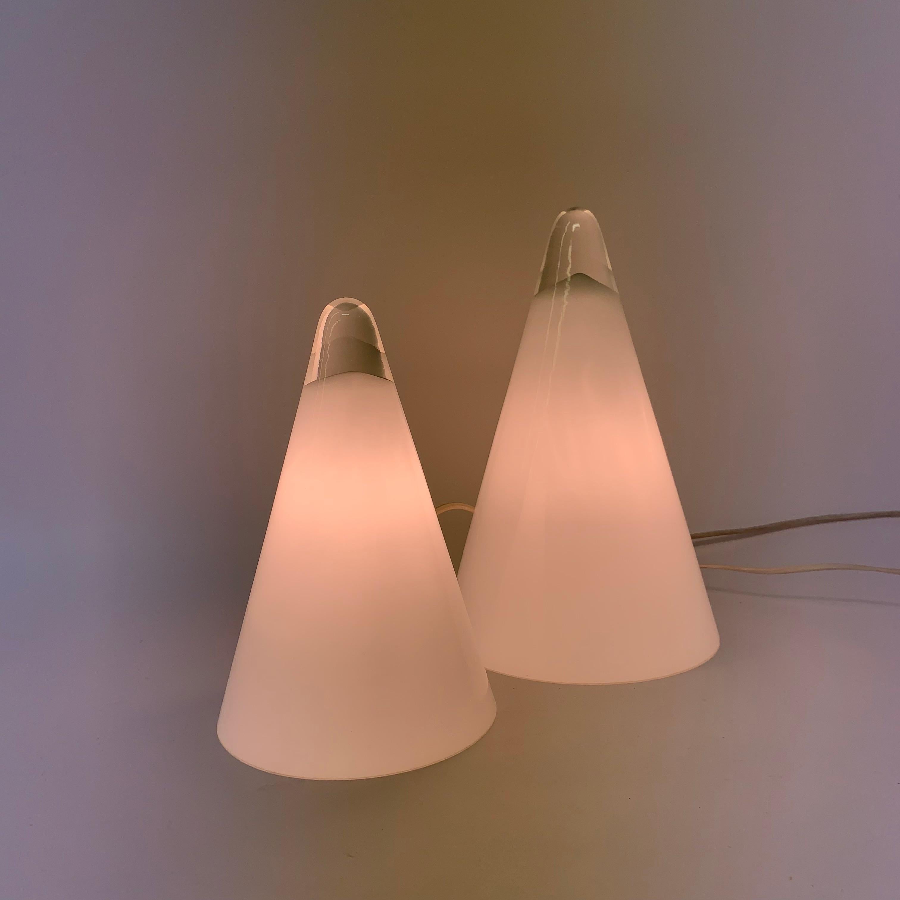 Set of 2 Ilu Glass Table Lamps, 1970's For Sale 12