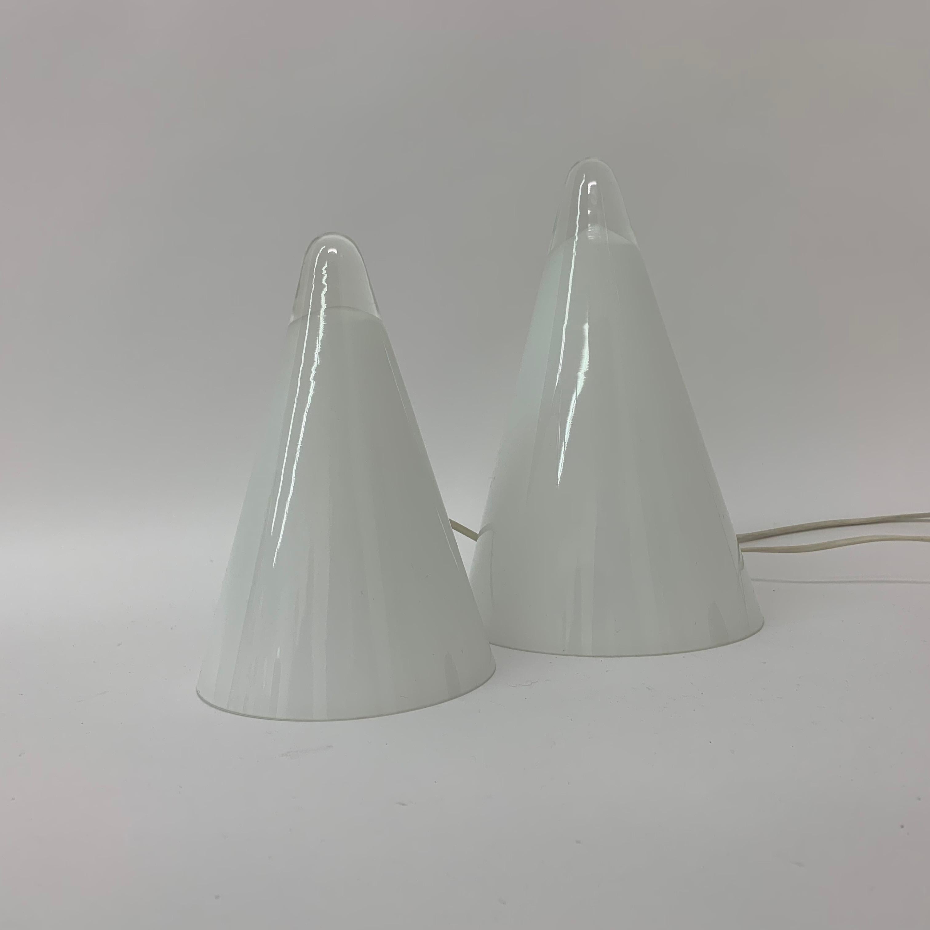 Mid-Century Modern Set of 2 Ilu Glass Table Lamps, 1970's For Sale