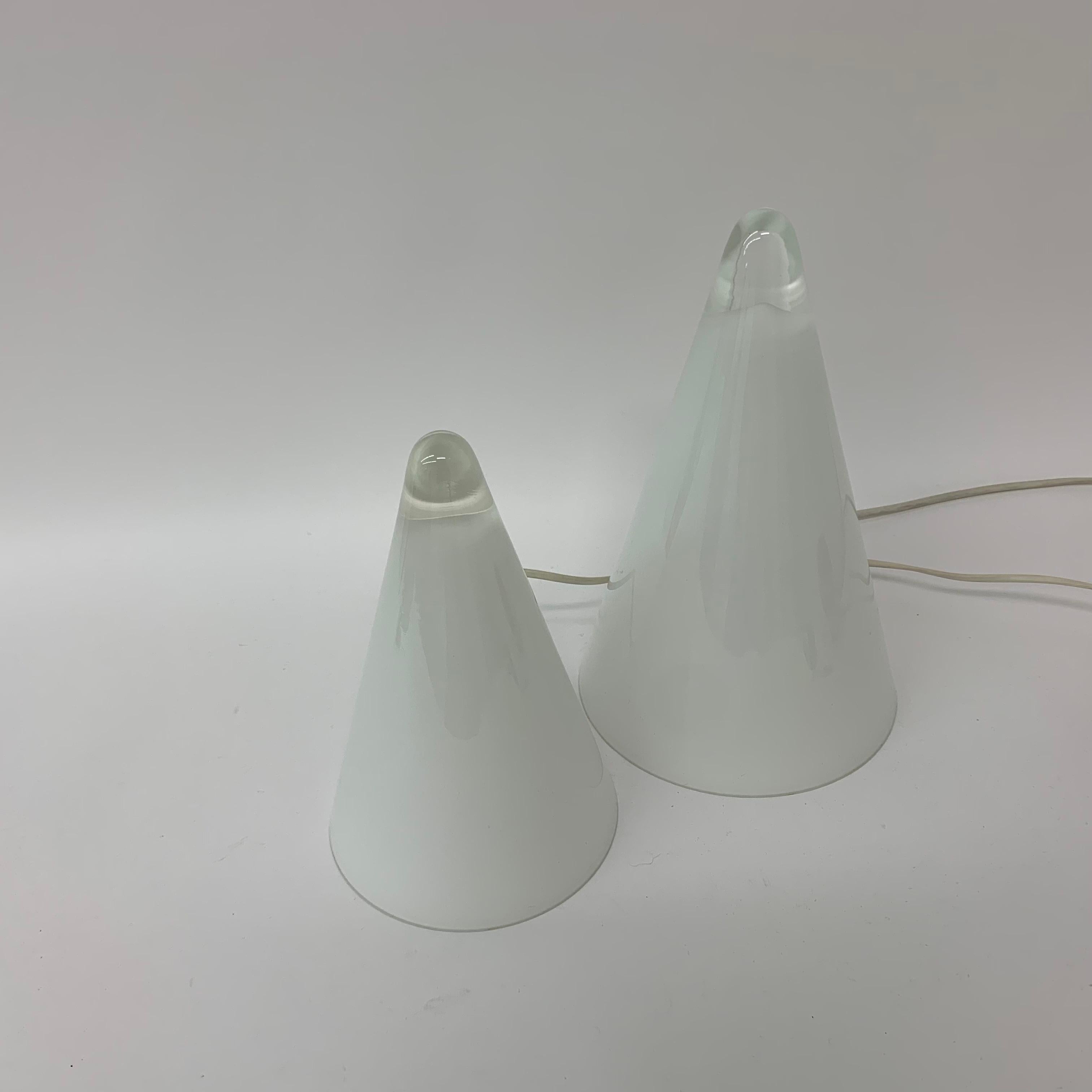 French Set of 2 Ilu Glass Table Lamps, 1970's For Sale