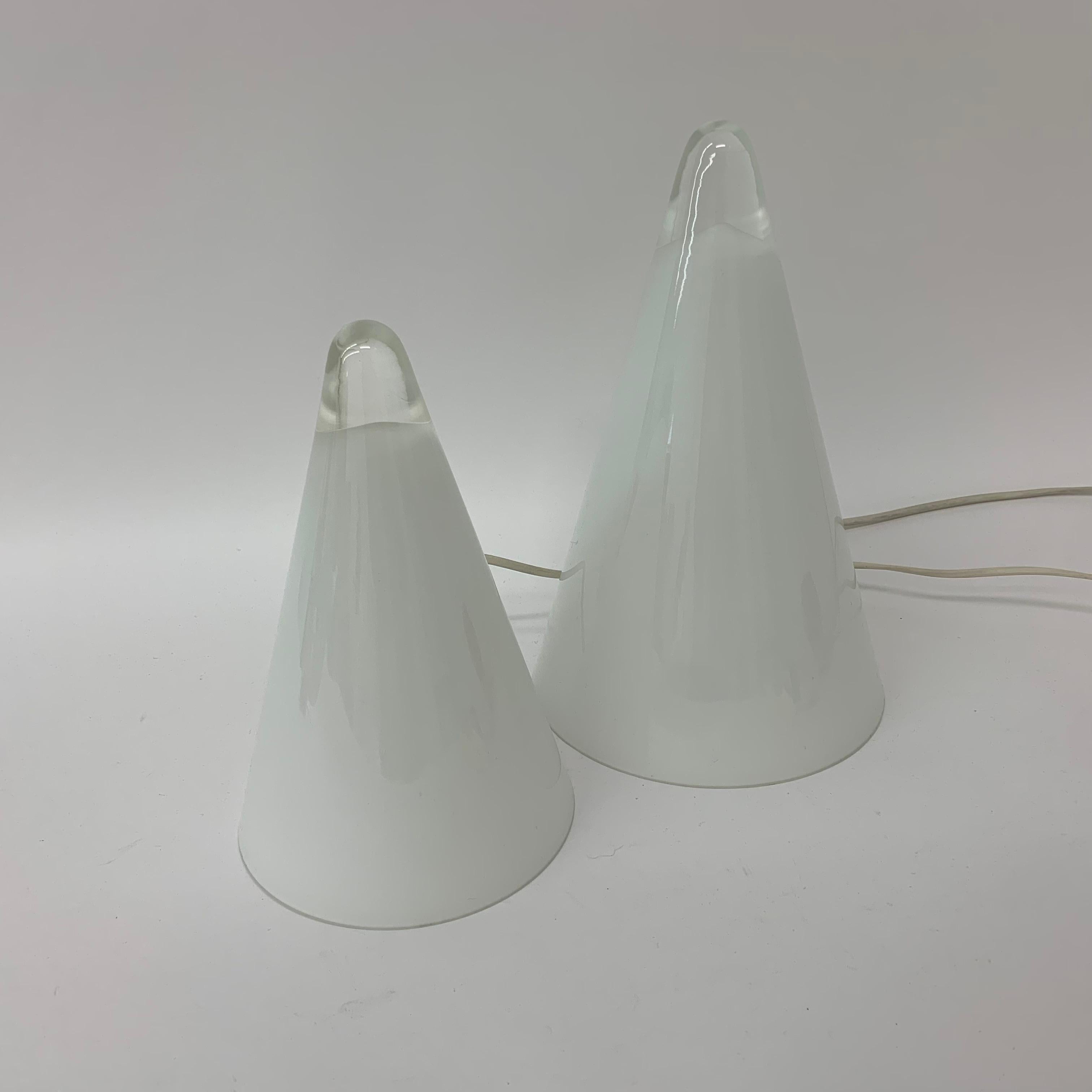 Set of 2 Ilu Glass Table Lamps, 1970's In Good Condition For Sale In Delft, NL