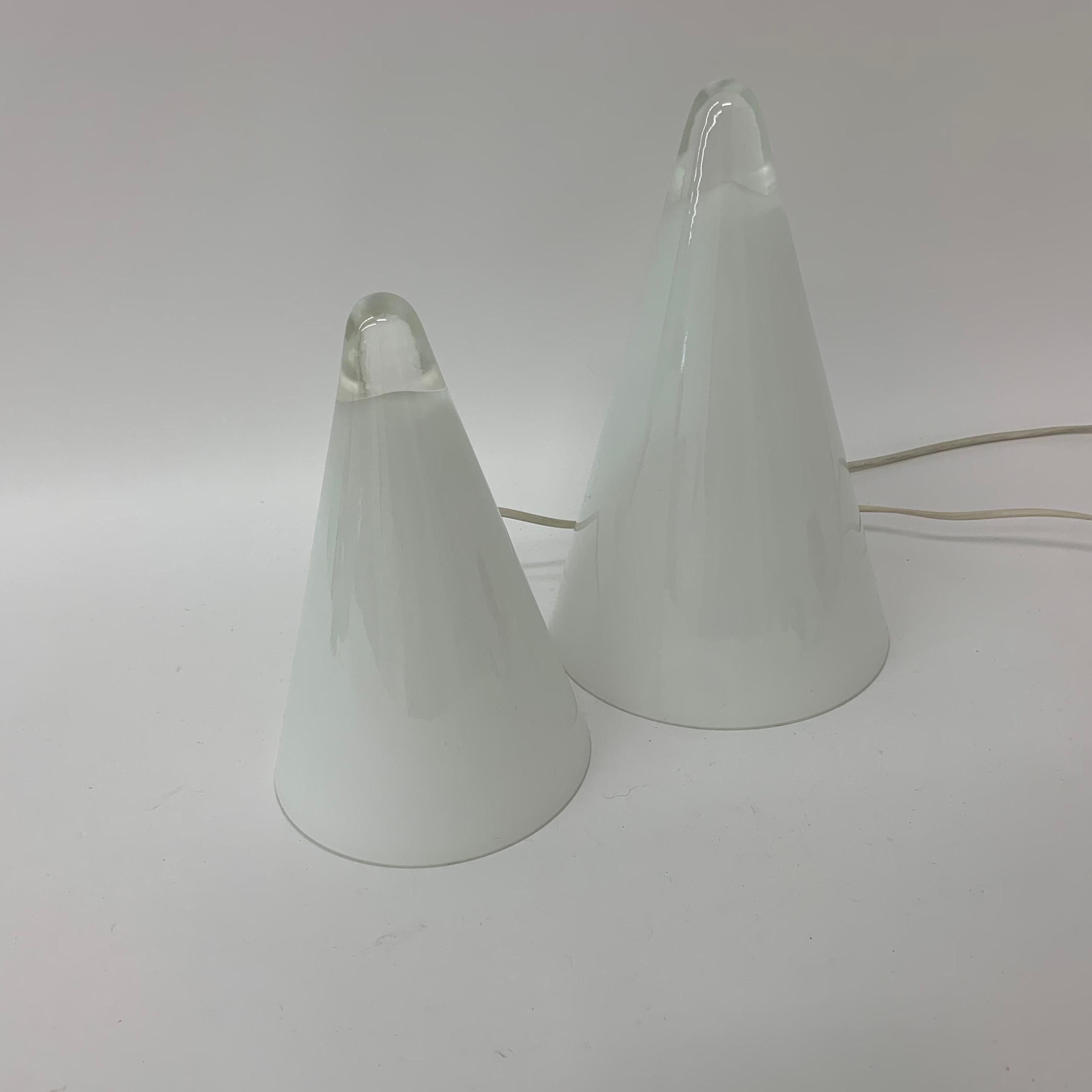 Late 20th Century Set of 2 Ilu Glass Table Lamps, 1970's For Sale