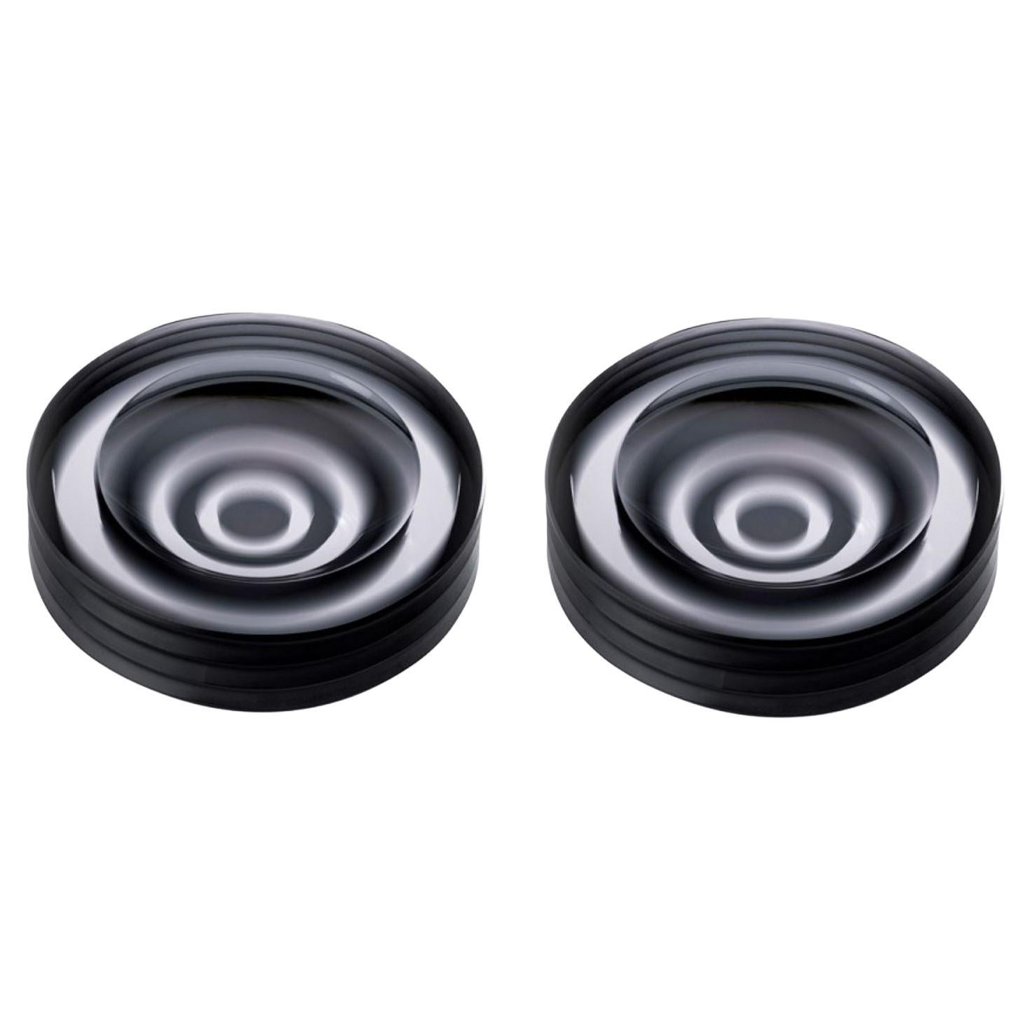 Set of 2 Incisioni Iridi Plissé Ashtrays by Purho