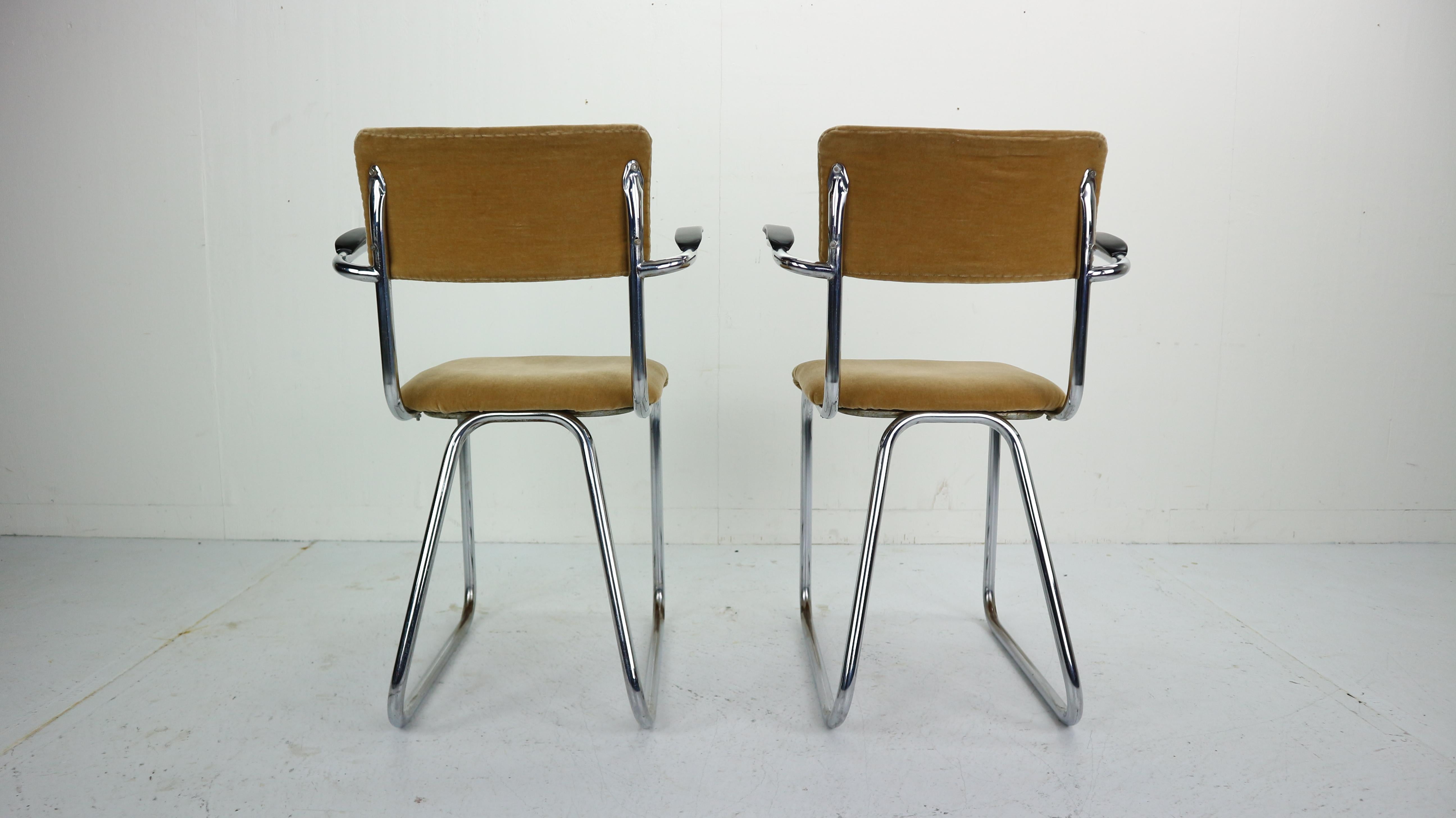 Set of 2 Industrial Armchairs in a Style of Gispen, 1960 Dutch Design 1