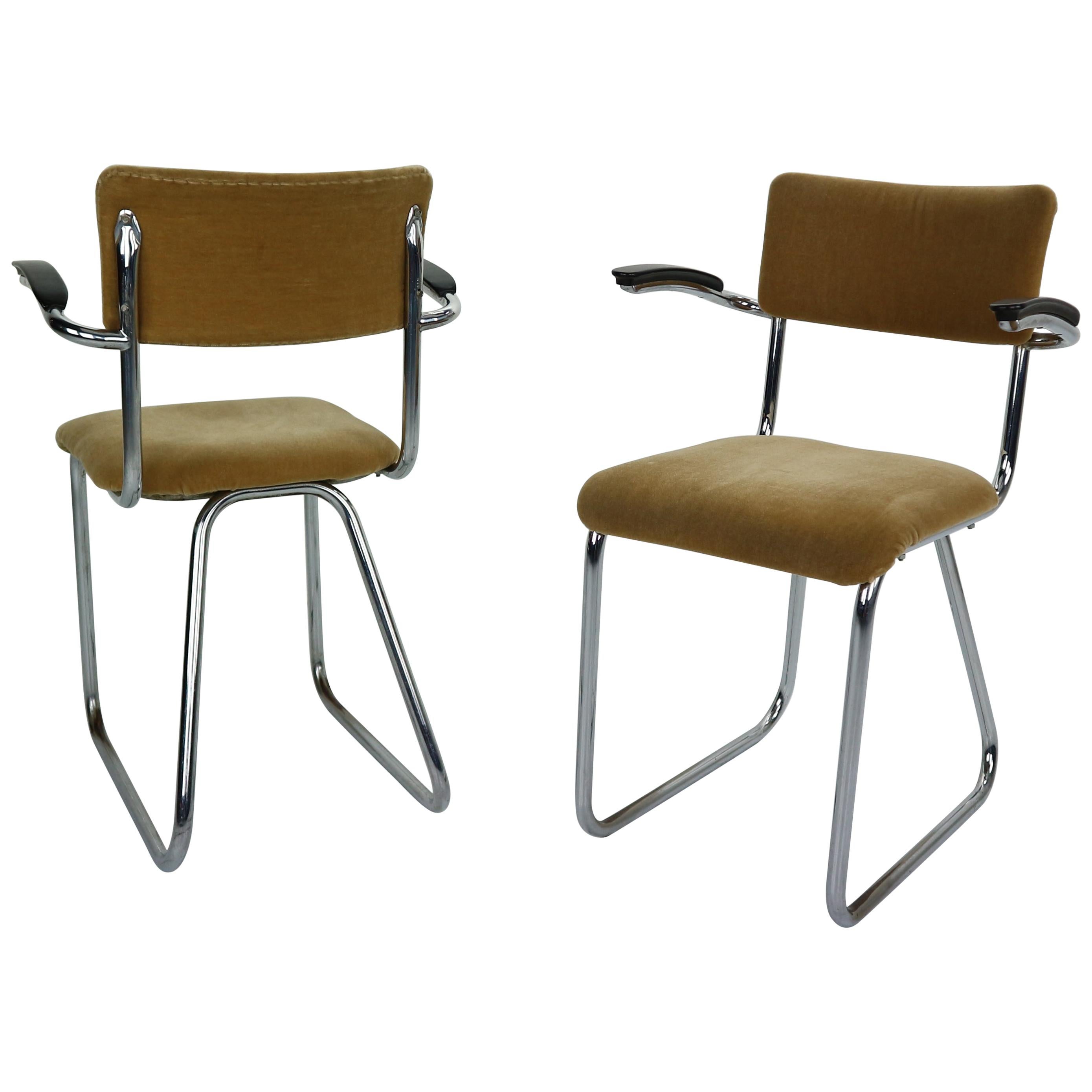 Set of 2 Industrial Armchairs in a Style of Gispen, 1960 Dutch Design