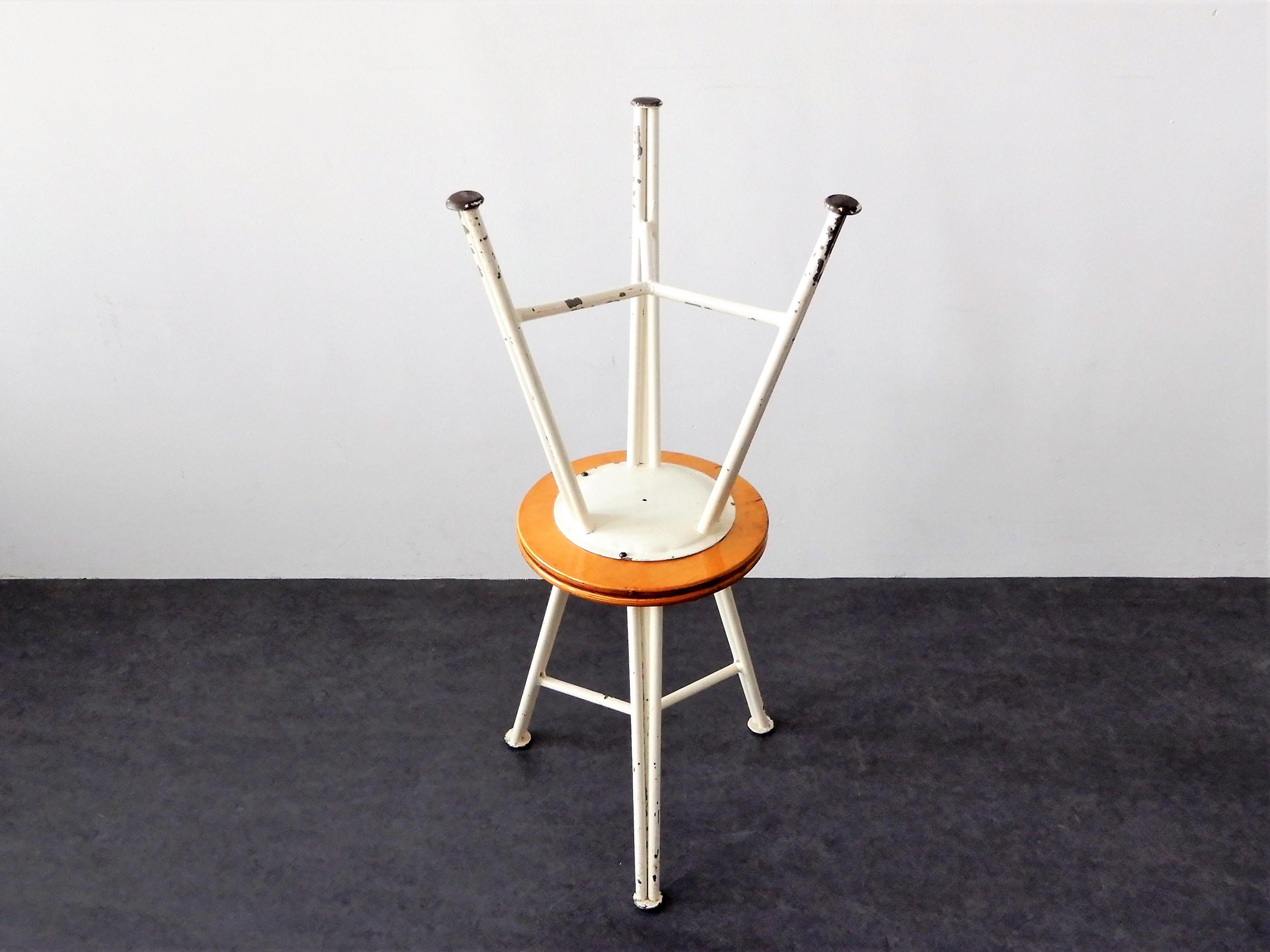 Dutch Set of 2 Industrial Sewing Stools, the Netherlands, 1950s