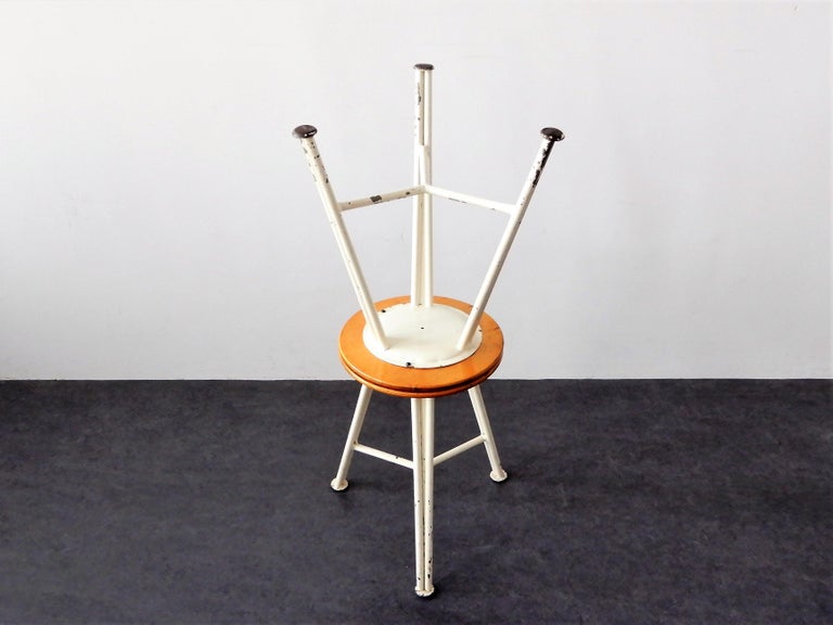 Dutch Set of 2 Industrial Sewing Stools, the Netherlands, 1950s For Sale