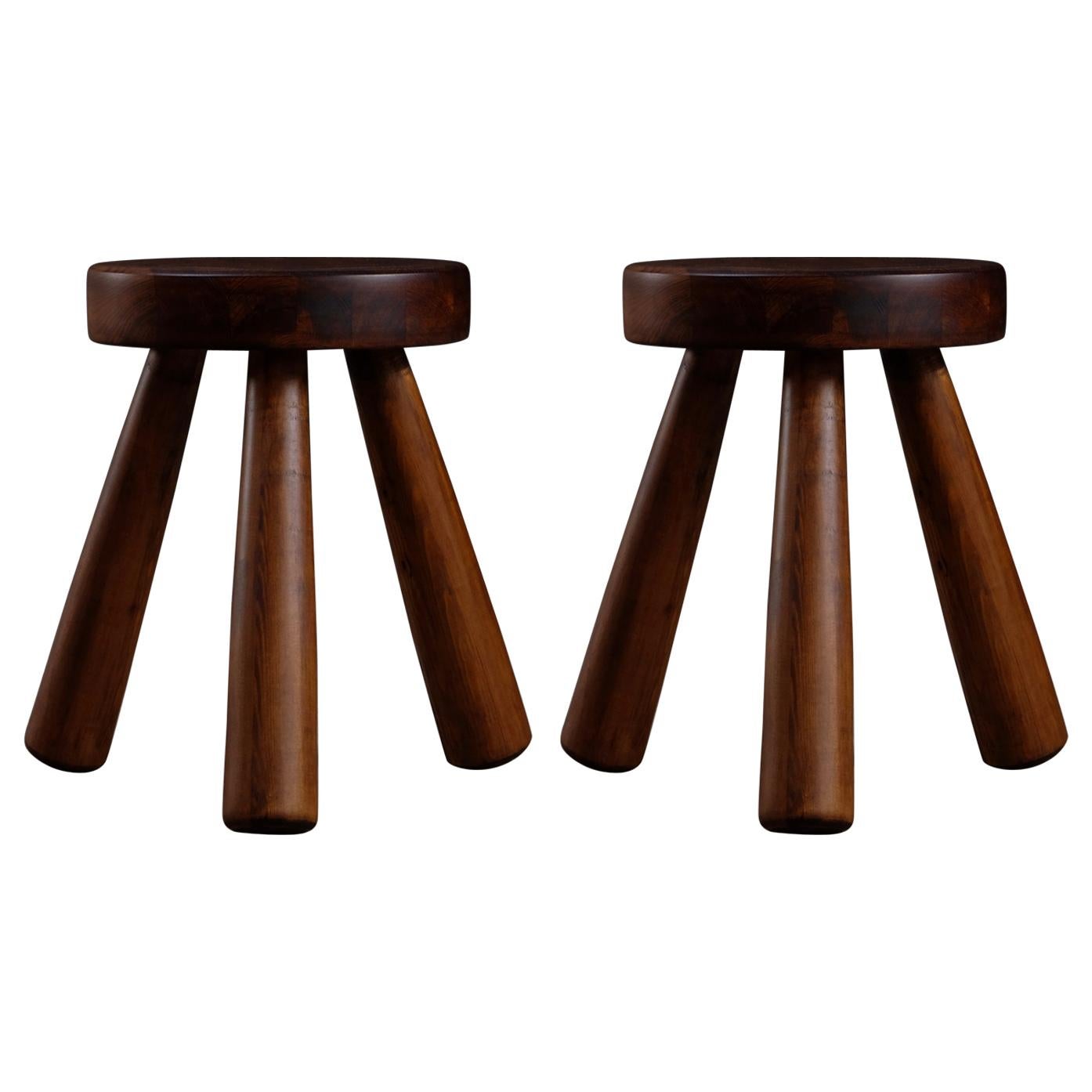 Set of 2 Ingvar Hildingsson Stools, Sweden, 1970s