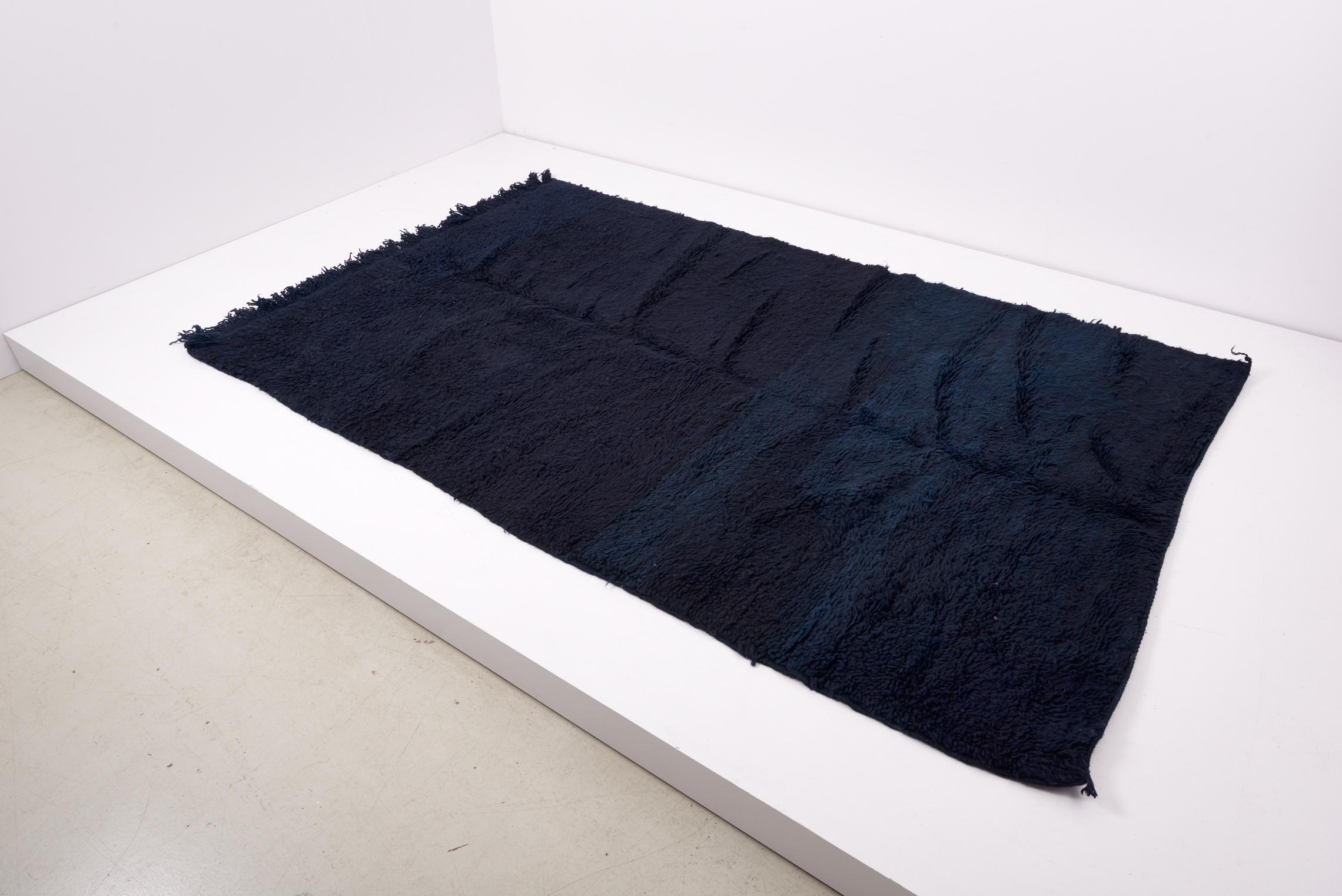 Set of 2 Ink Blue Mrirt Carpets, 20th Century For Sale 2