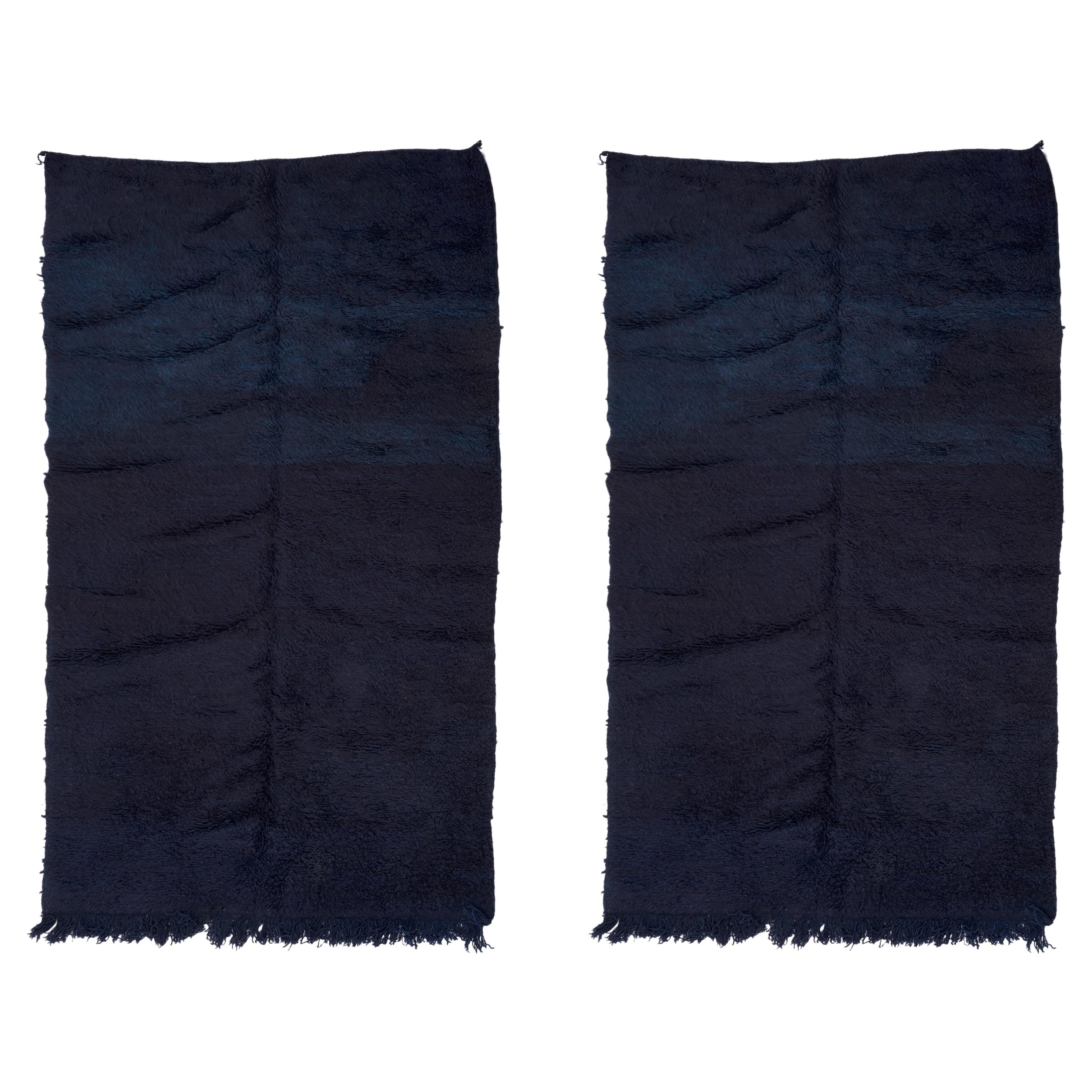Set of 2 Ink Blue Mrirt Carpets, 20th Century For Sale