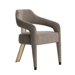 Set of 2 Invicta II Dining Chair with Metal Gilded Back Leg