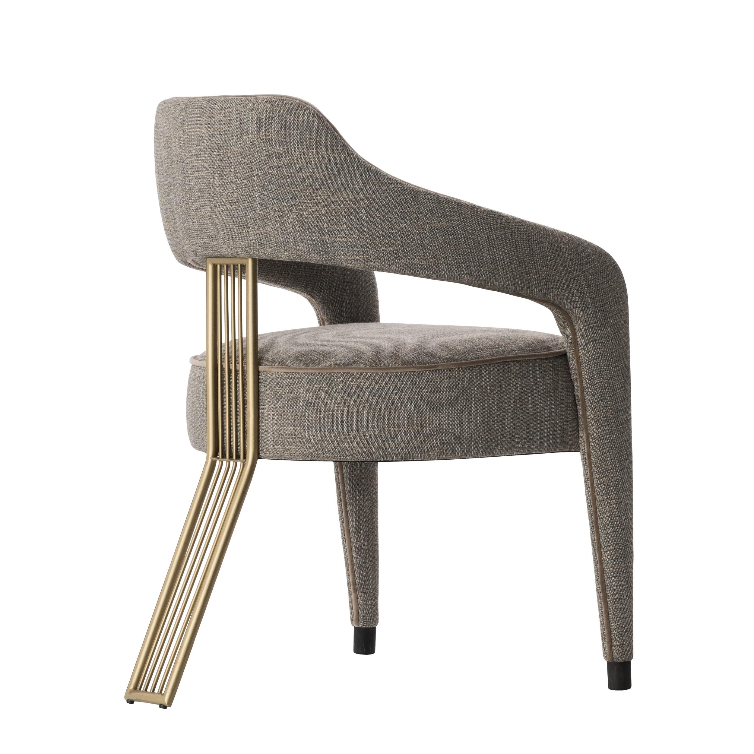 Modern Set of 2 Invicta II Dining Chair with Metal Gilded Back Leg