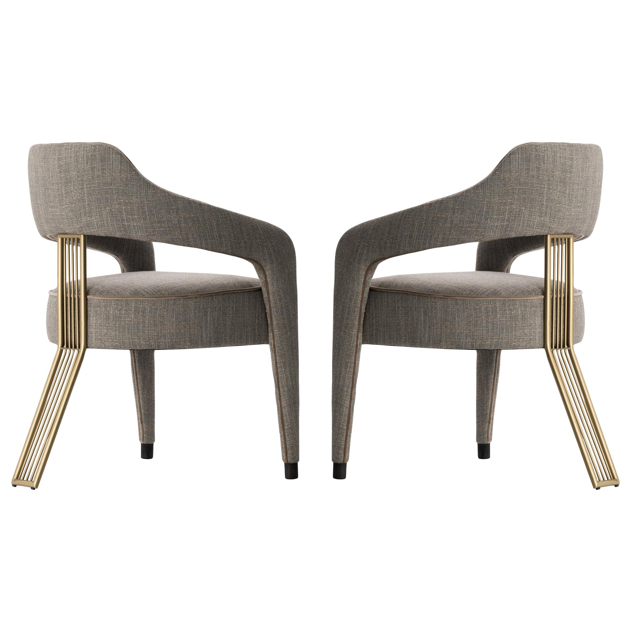 Set of 2 Invicta II Dining Chair with Metal Gilded Back Leg