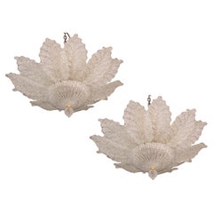 Set of 2 Ischia, Murano Clear trasparent Vintage Glass Ceiling Light, 1970s