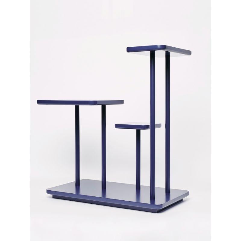 Postmoderne Ensemble de 2 Isolette, tables d'appoint en acier bleu de l'Atelier Ferraro en vente