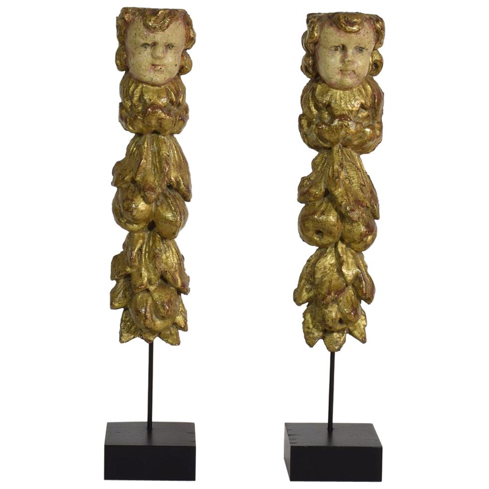 Set of 2 Italian 18th Century Baroque Ornaments with Angel Heads