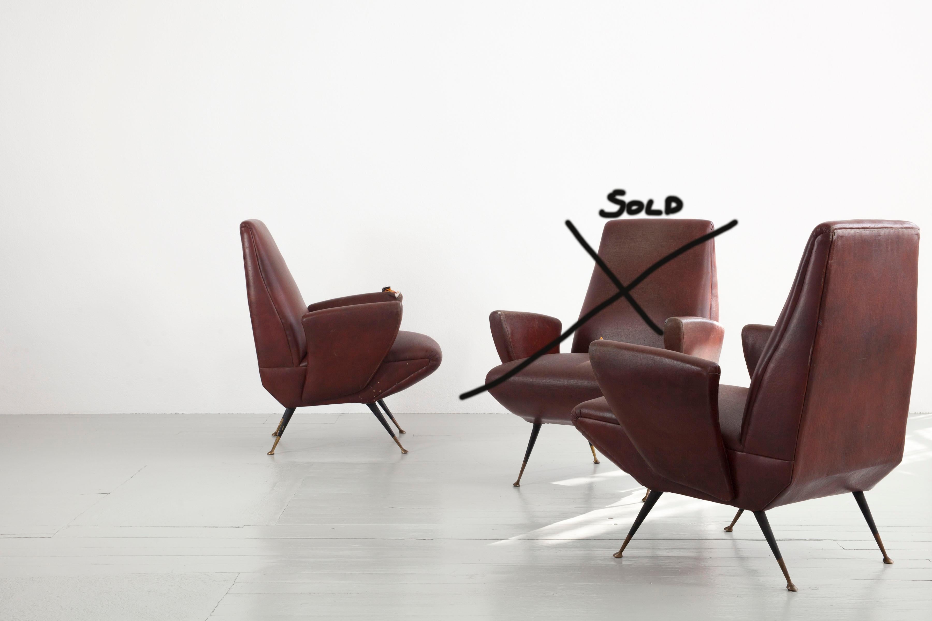 Mid-Century Modern Set of 2 Italian Armchairs, Designed by Nino Zoncada, Italy, 1950s For Sale