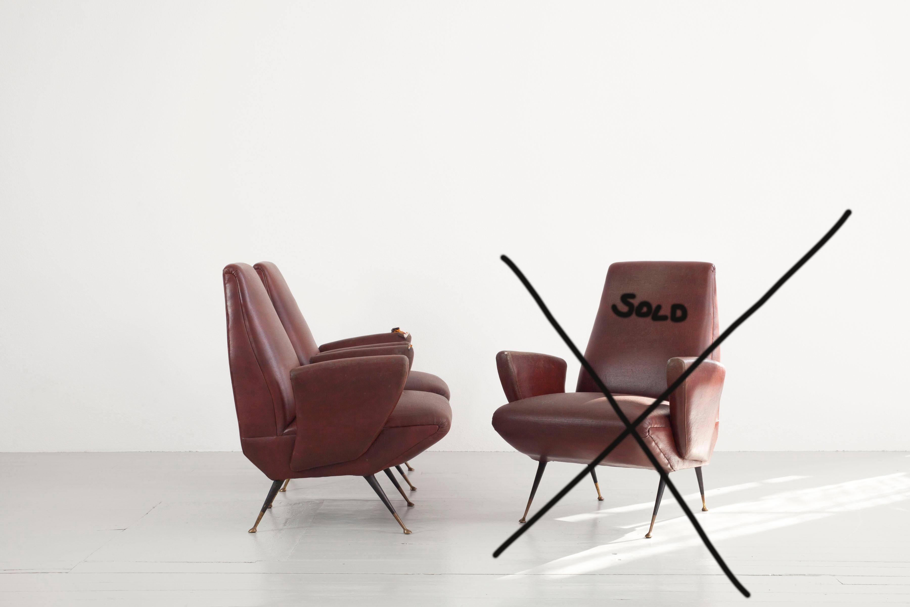 Noirci Ensemble de 2 fauteuils italiens, Design/One, Italie, années 1950 en vente