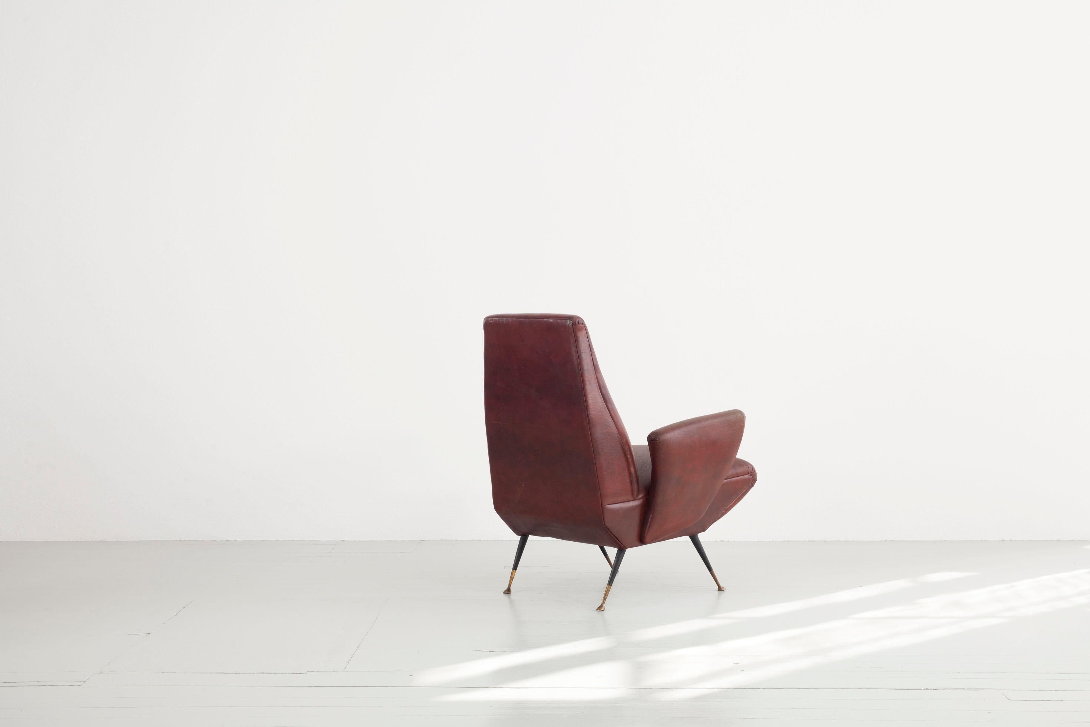 Set aus 2 italienischen Sesseln, entworfen von Nino Zoncada, Italien, 1950er Jahre (Messing) im Angebot