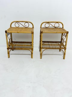 Set of 2 Italian Bamboo Nightstands, 1960