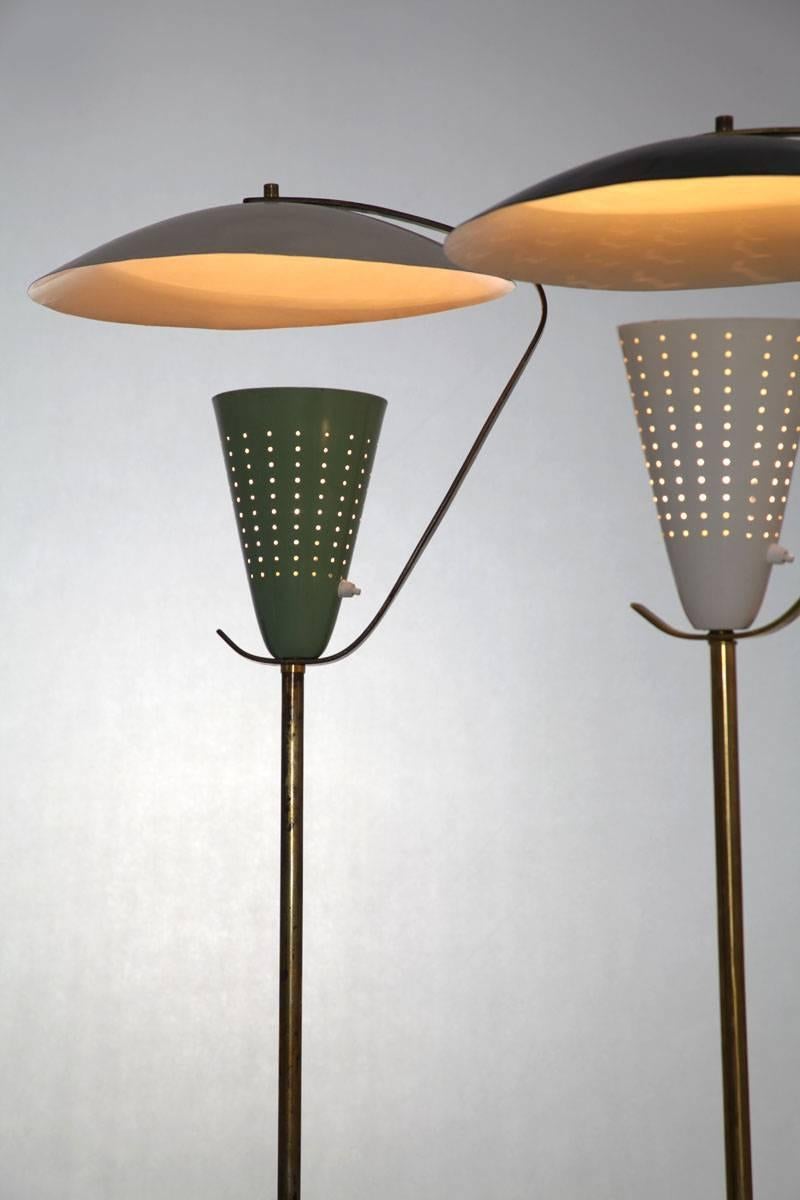 Set of 2 Italian Brass, Marble and Aluminum Floor Lamps, 1950s 5