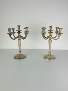 Set of 2 Italian Candelabras 800 Silver 5-flame, 1980s